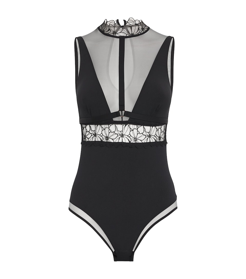 Simone Perele Lace-Trim Jeanne Bodysuit Black/noir