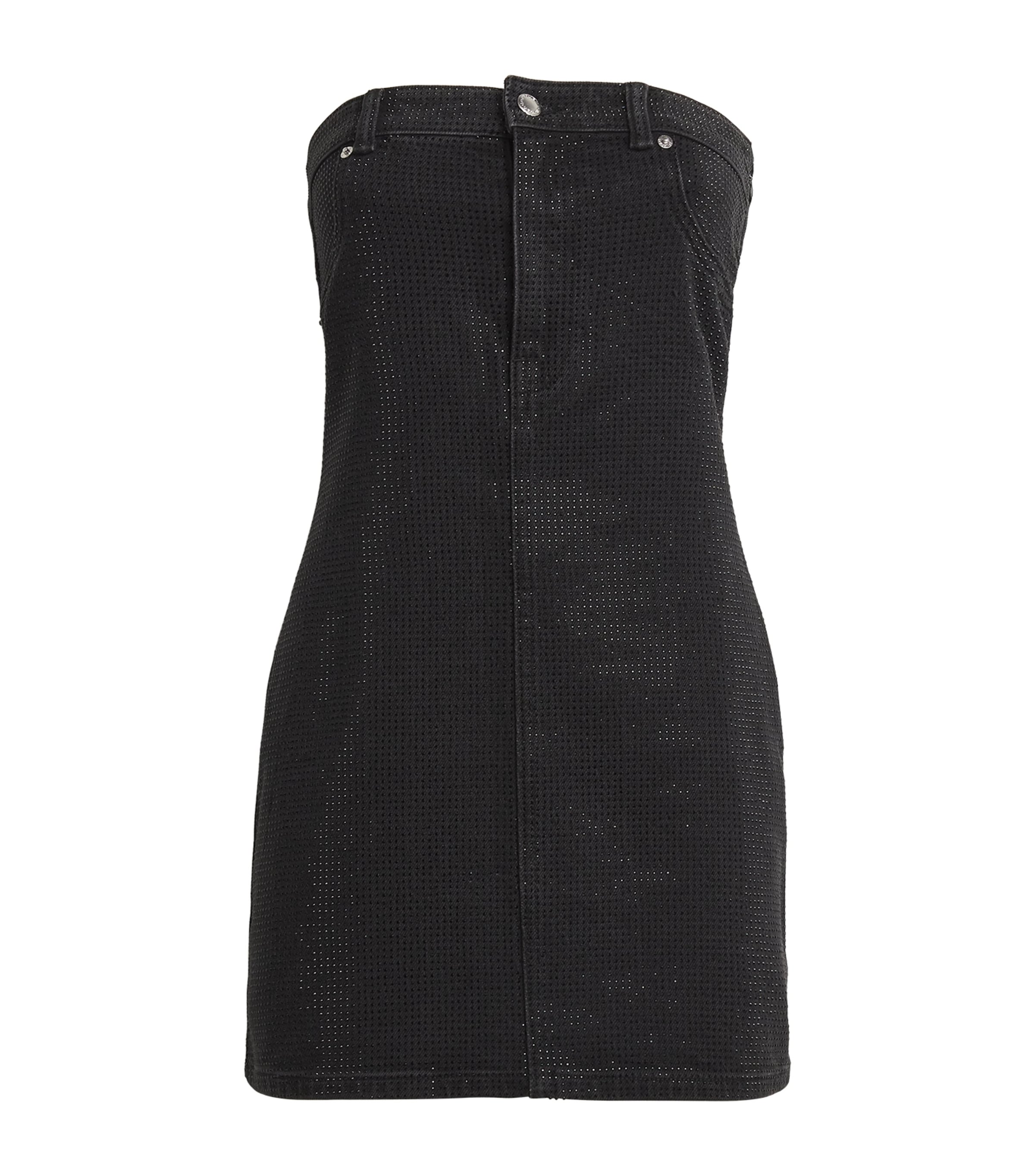 Alexander Wang Denim Crystal Mini Dress Black