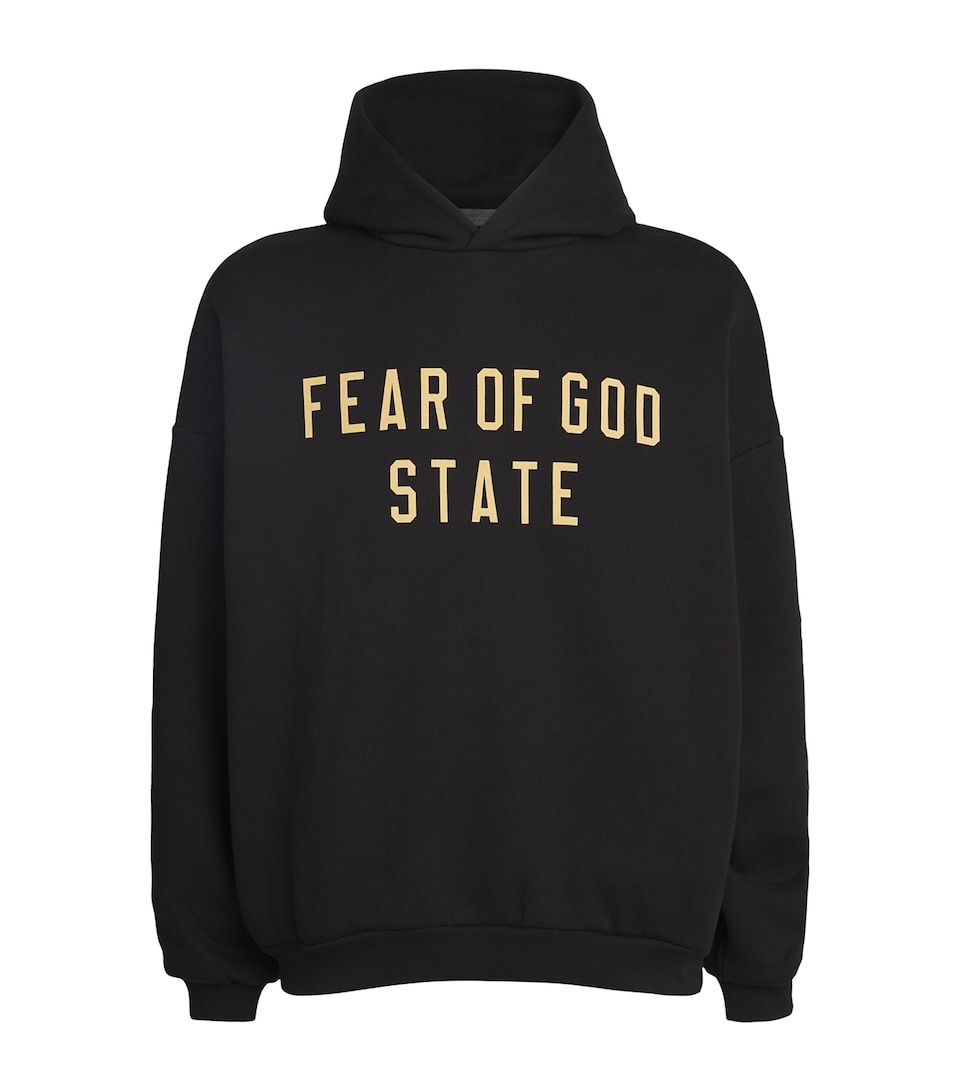 FEAR OF GOD ESSENTIALS Cotton-Blend Logo Hoodie Black