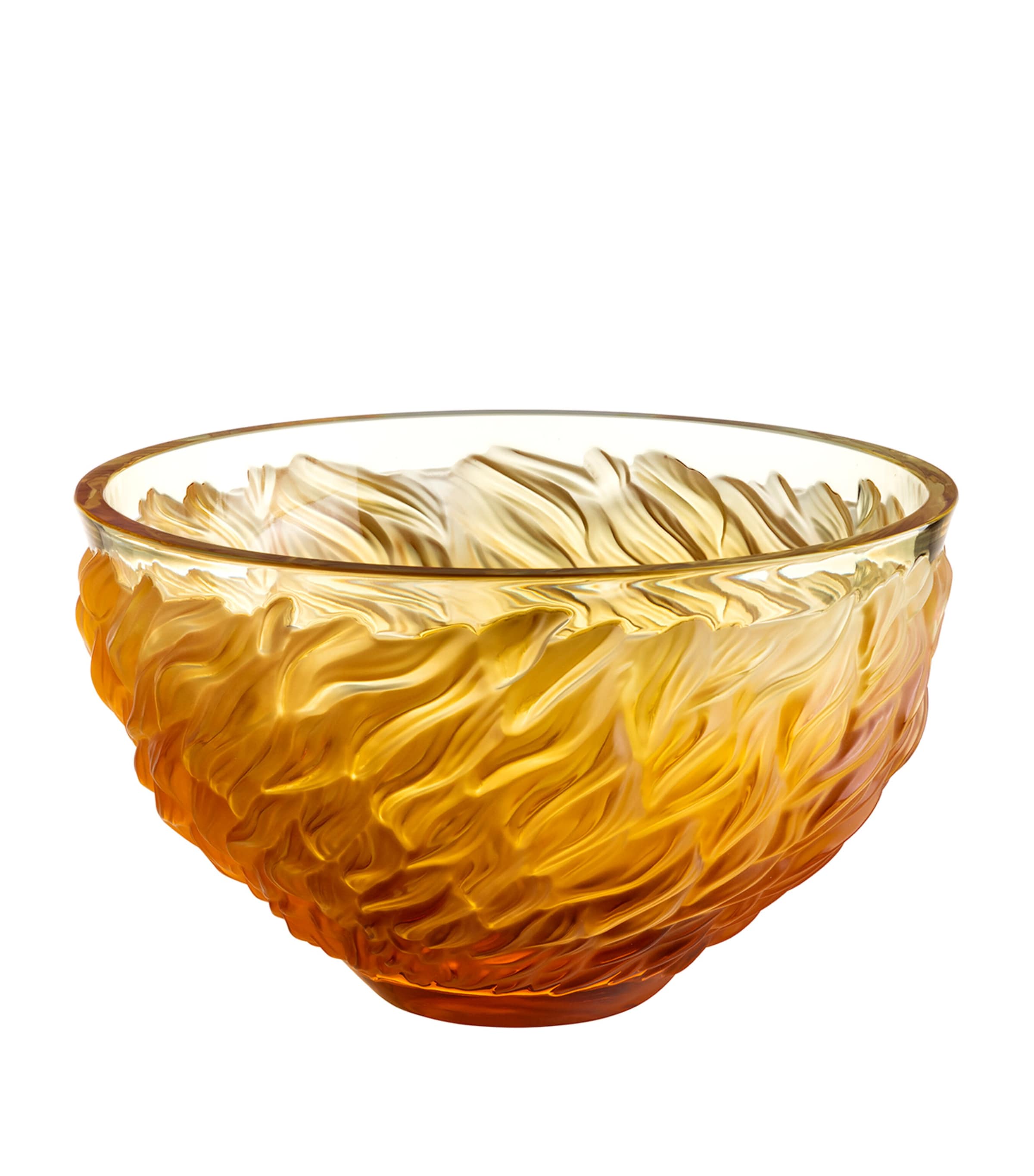 Lalique Crystal Fur-Cut Bowl Amber