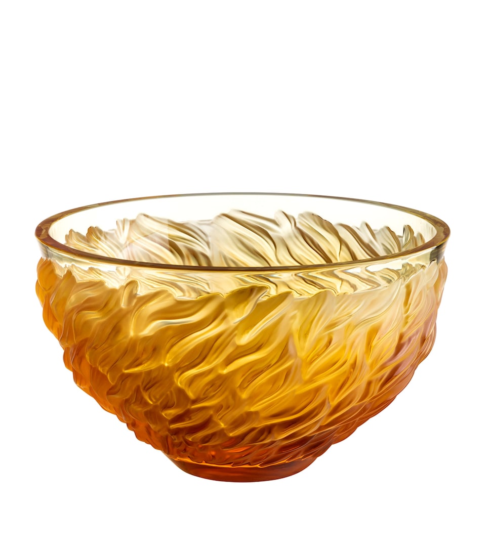 Lalique Crystal Fur-Cut Bowl Amber