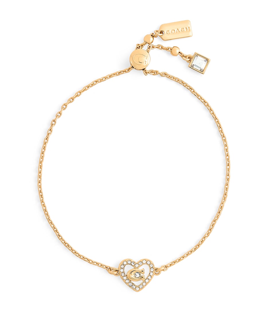 Coach Pavé Crystal Heart Slider Bracelet Crystal