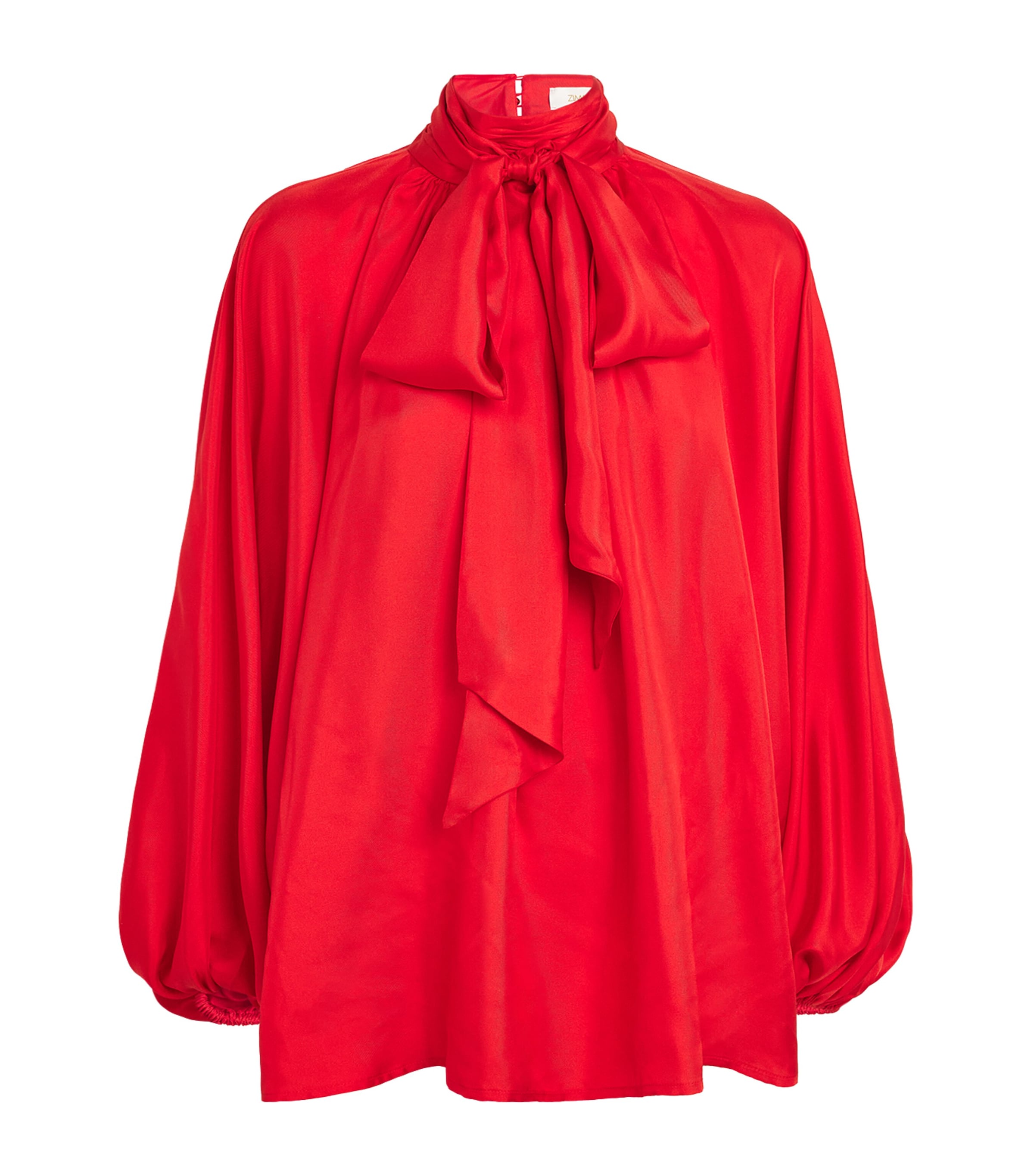 Zimmermann Silk Crush Pussybow Blouse Redred