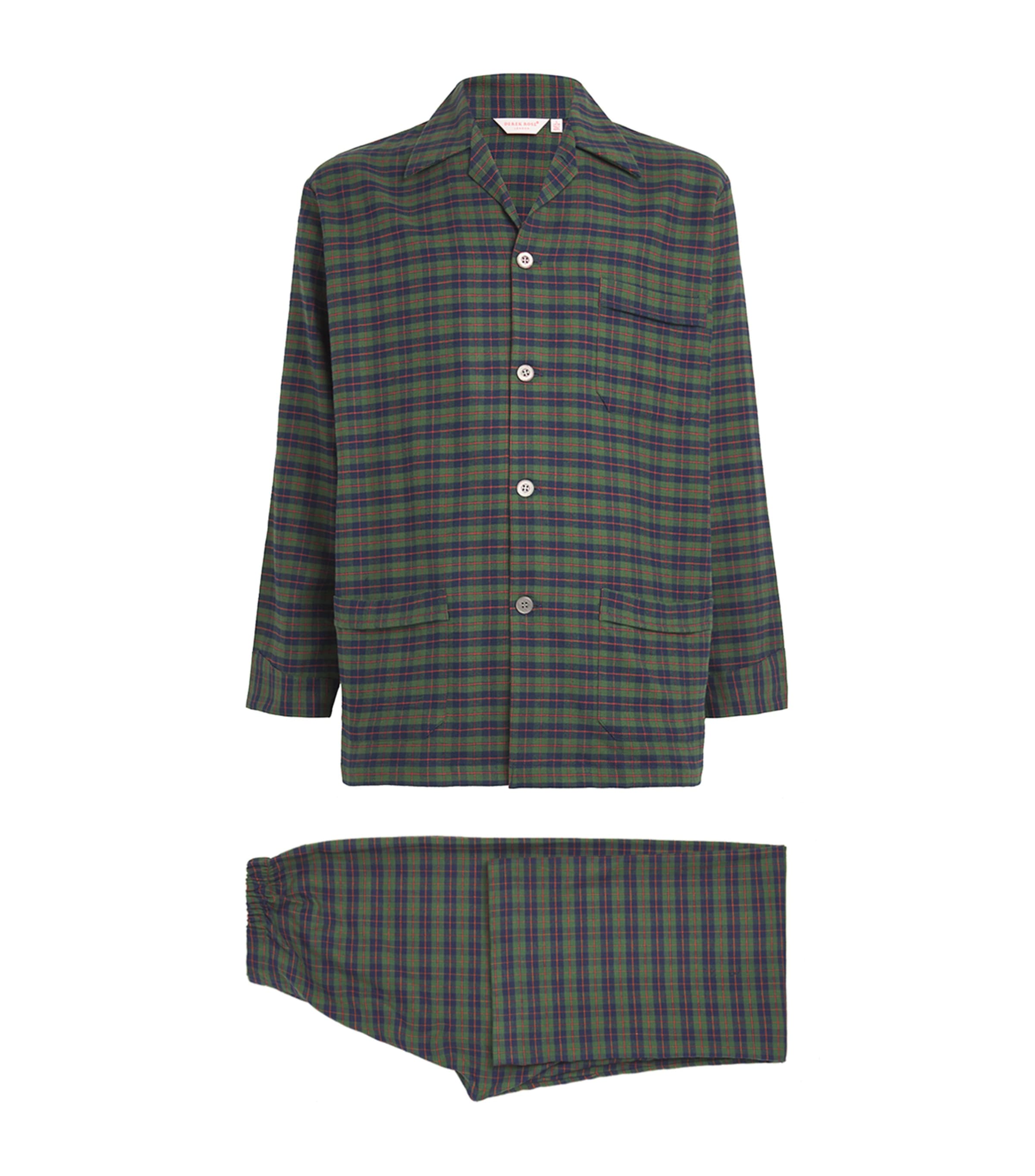 Derek Rose Check Kelburn Pyjama Set Green