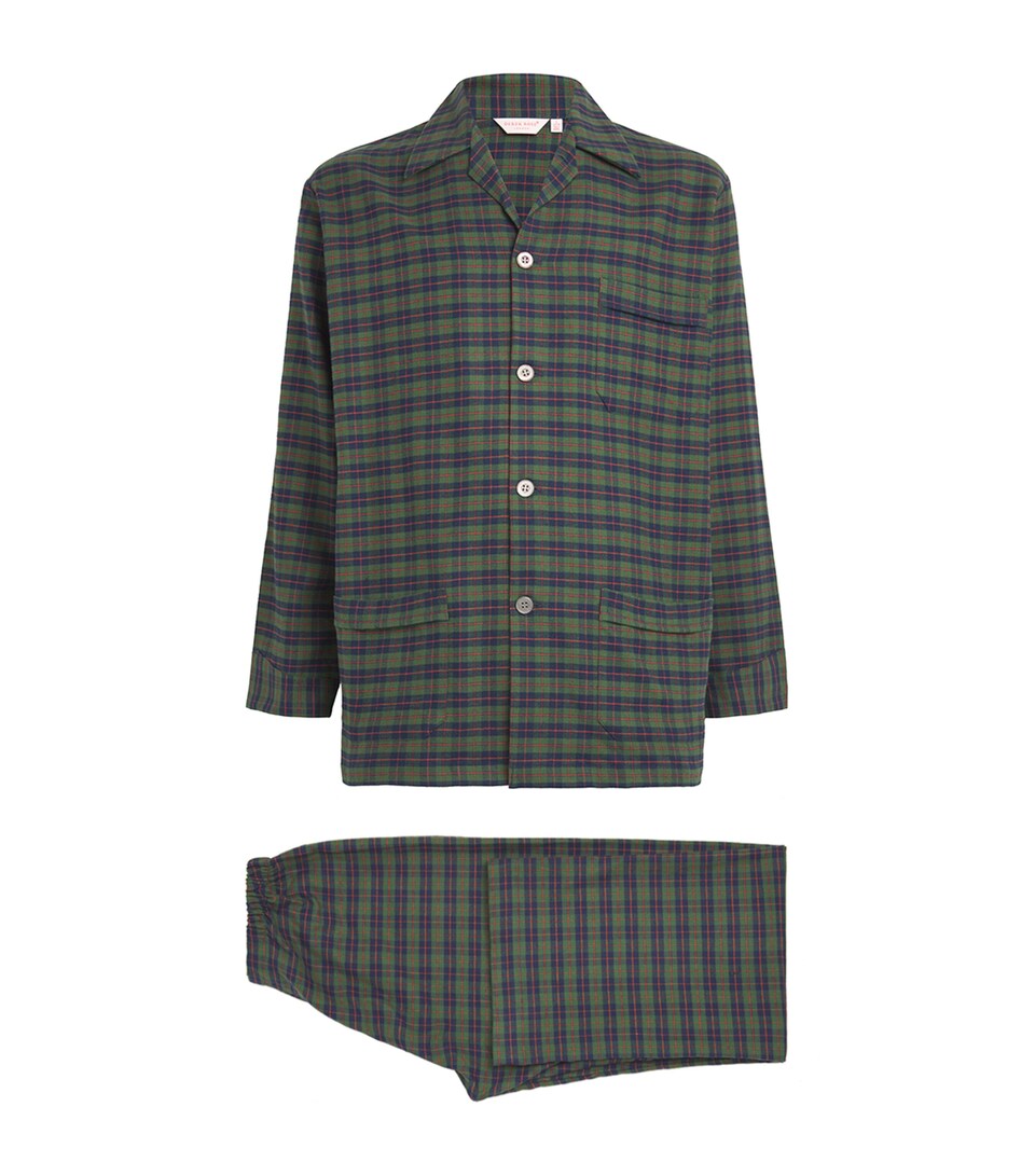 Derek Rose Check Kelburn Pyjama Set Green