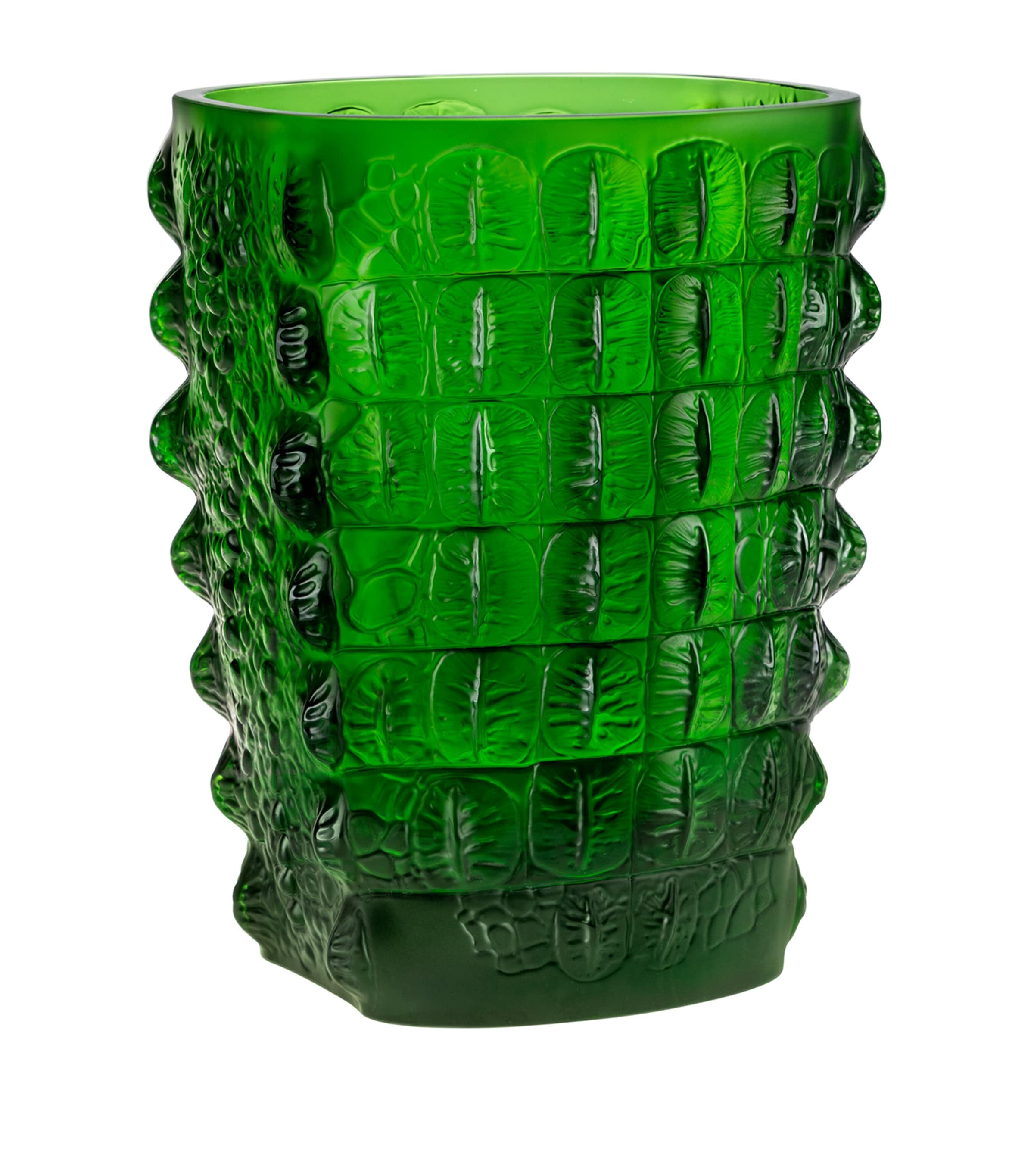 Lalique Crystal Crocodile Vase (26.5cm) Green