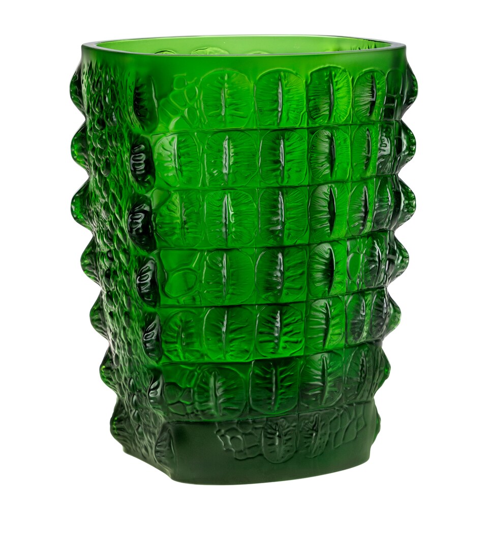 Lalique Crystal Crocodile Vase (26.5cm) Green