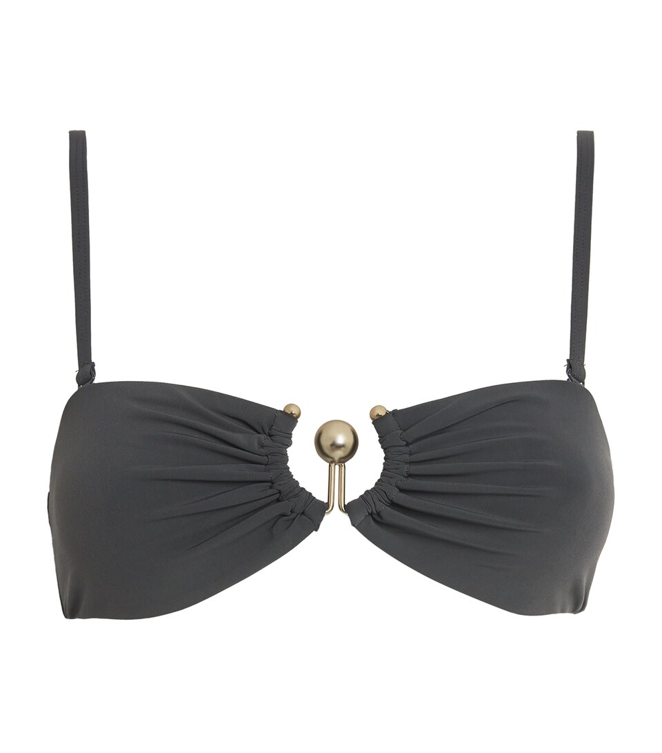 Christopher Esber Ruched Orbit Bikini Top Charcoal