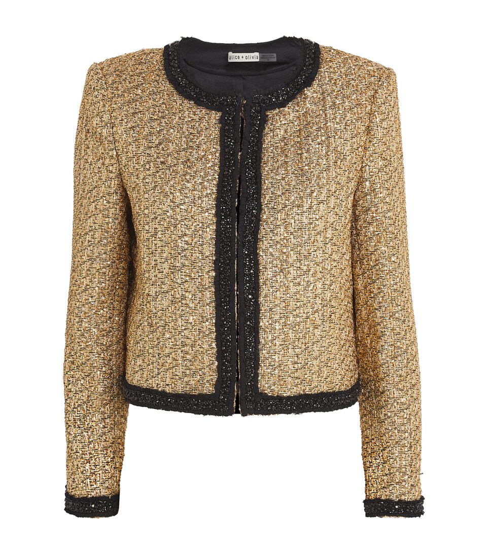 Alice+Olivia Cropped Landon Jacket Gold