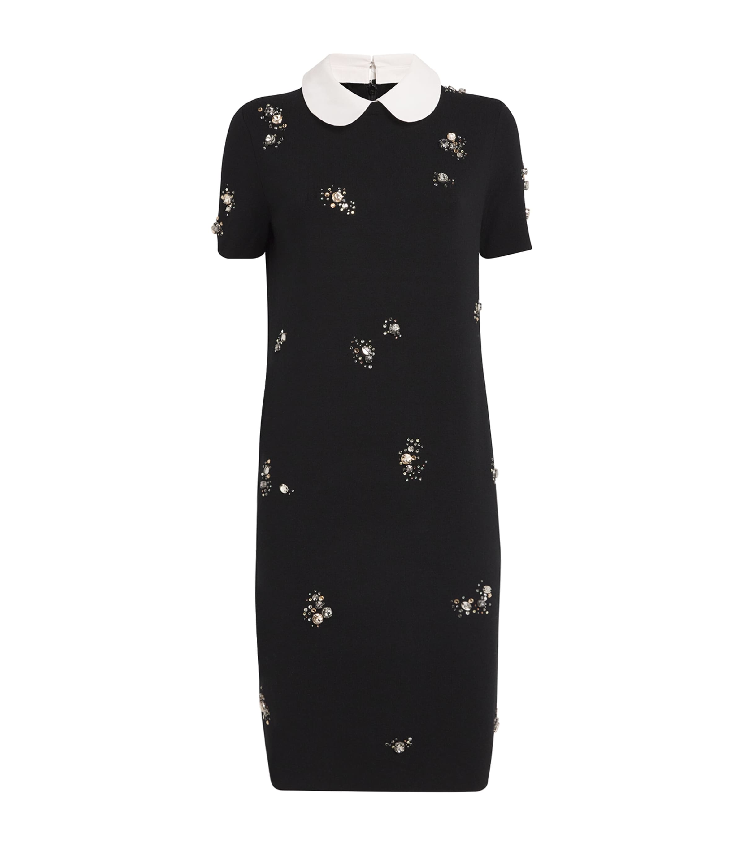 Tory Burch Wool-Blend Crystal-Embellished Mini Dress Black