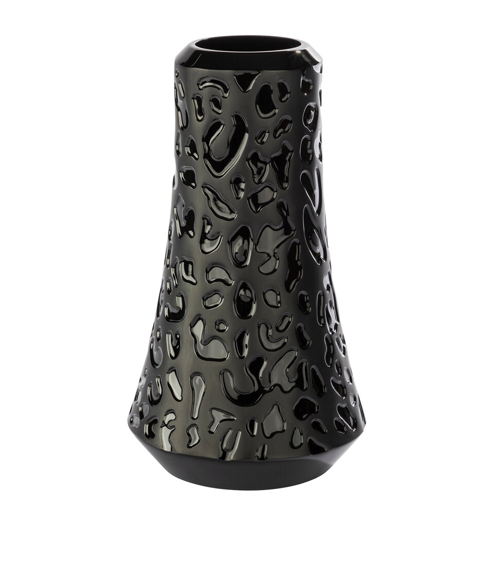 Lalique Crystal Panther Vase (20cm) Black