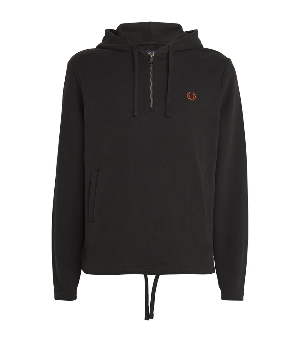 Fred Perry Cotton Half-Zip Hoodie Night Green