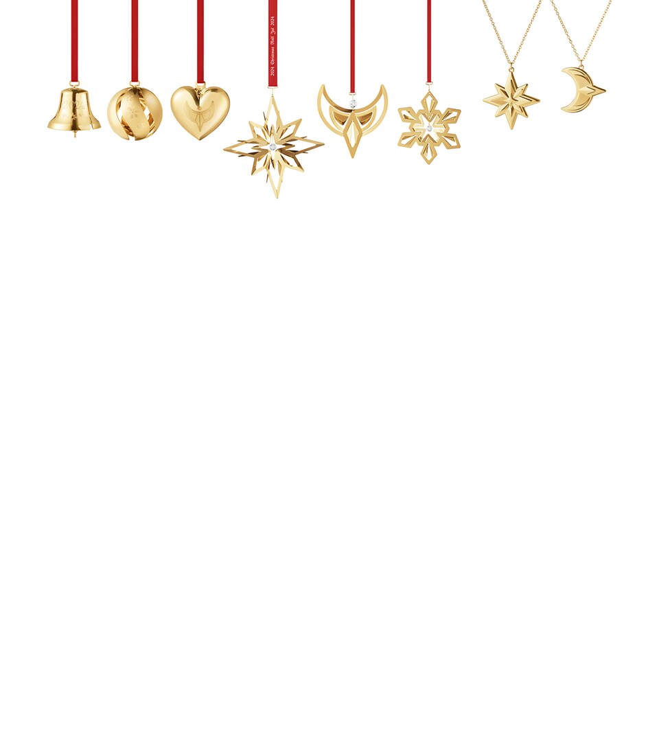 Georg Jensen Set of 8 Gold-Plated Tree Decorations 2024 Gold