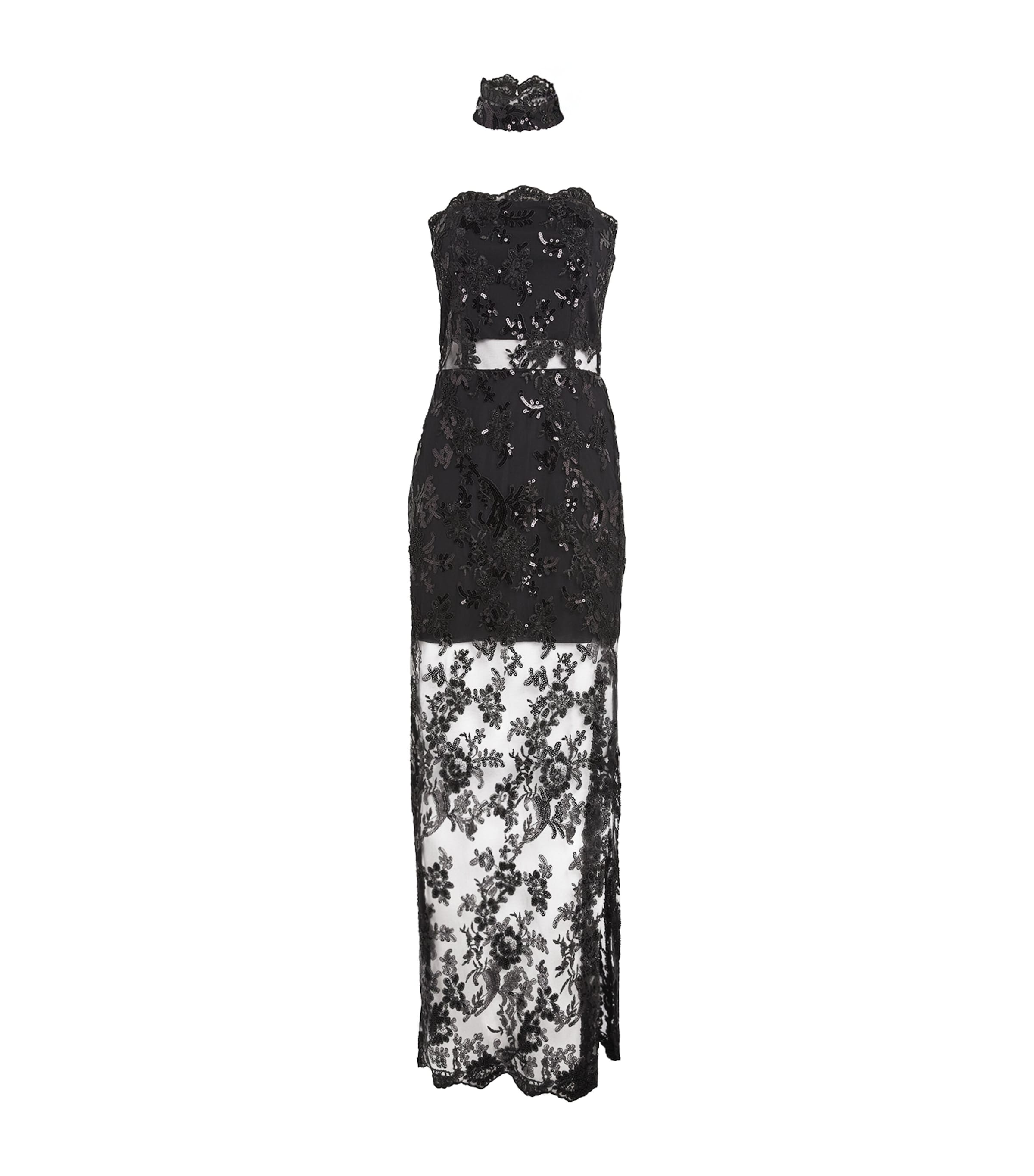 Alice+Olivia Embellished Georgie Maxi Dress Black