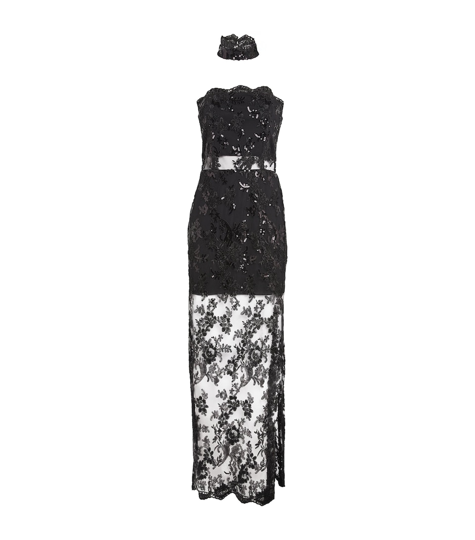 Alice+Olivia Embellished Georgie Maxi Dress Black