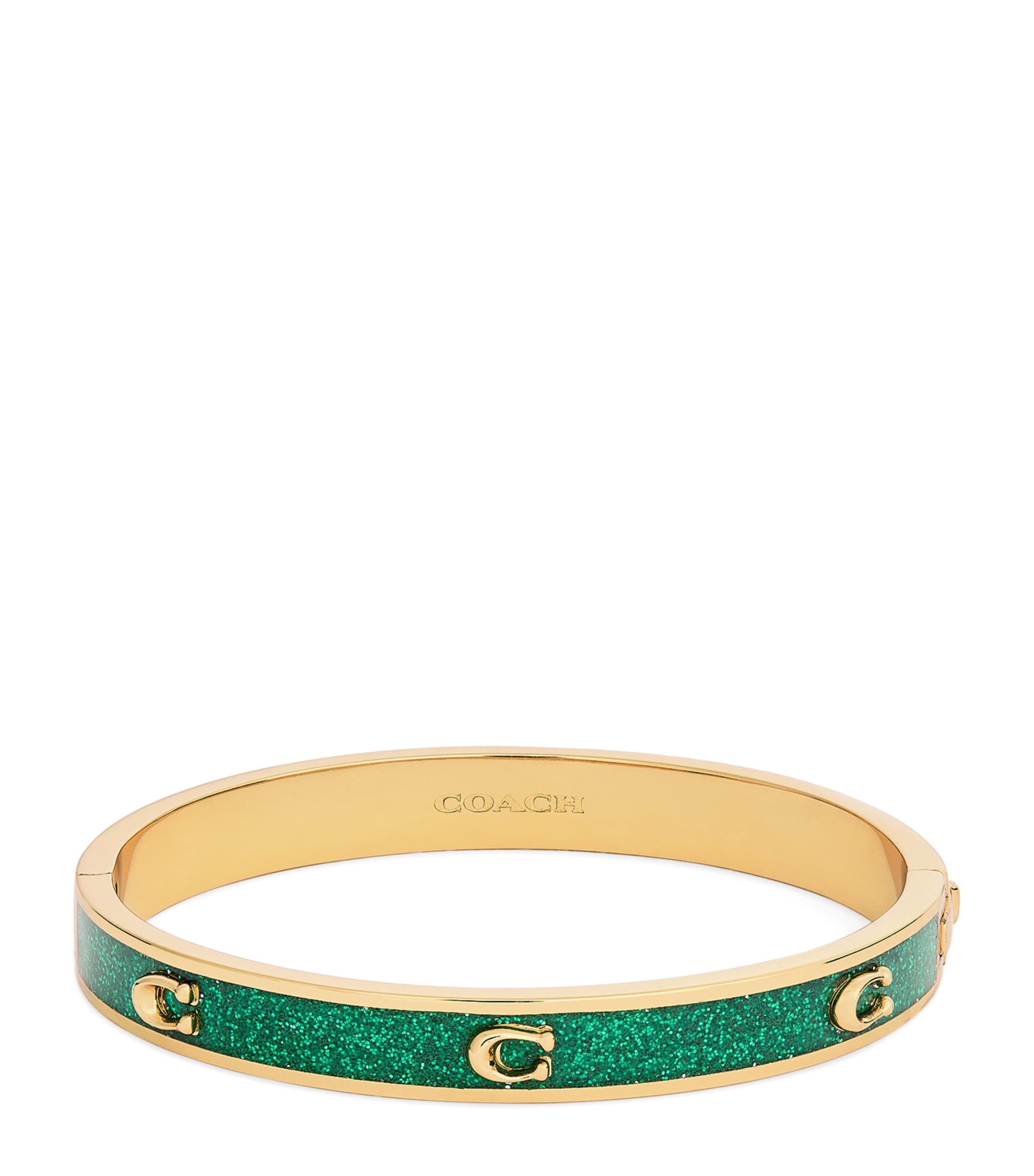 Coach Enamel Monogram Hinge Bangle Green