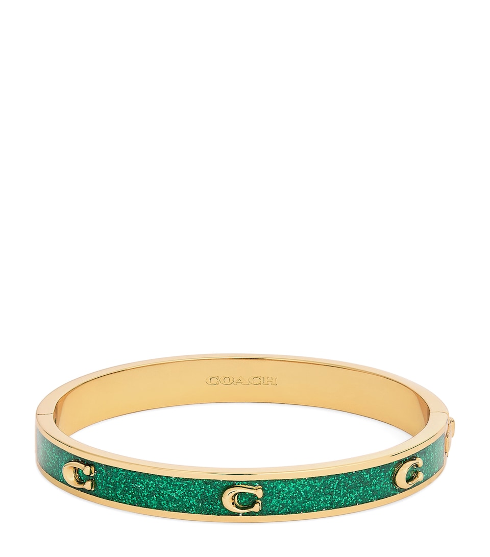 Coach Enamel Monogram Hinge Bangle Green
