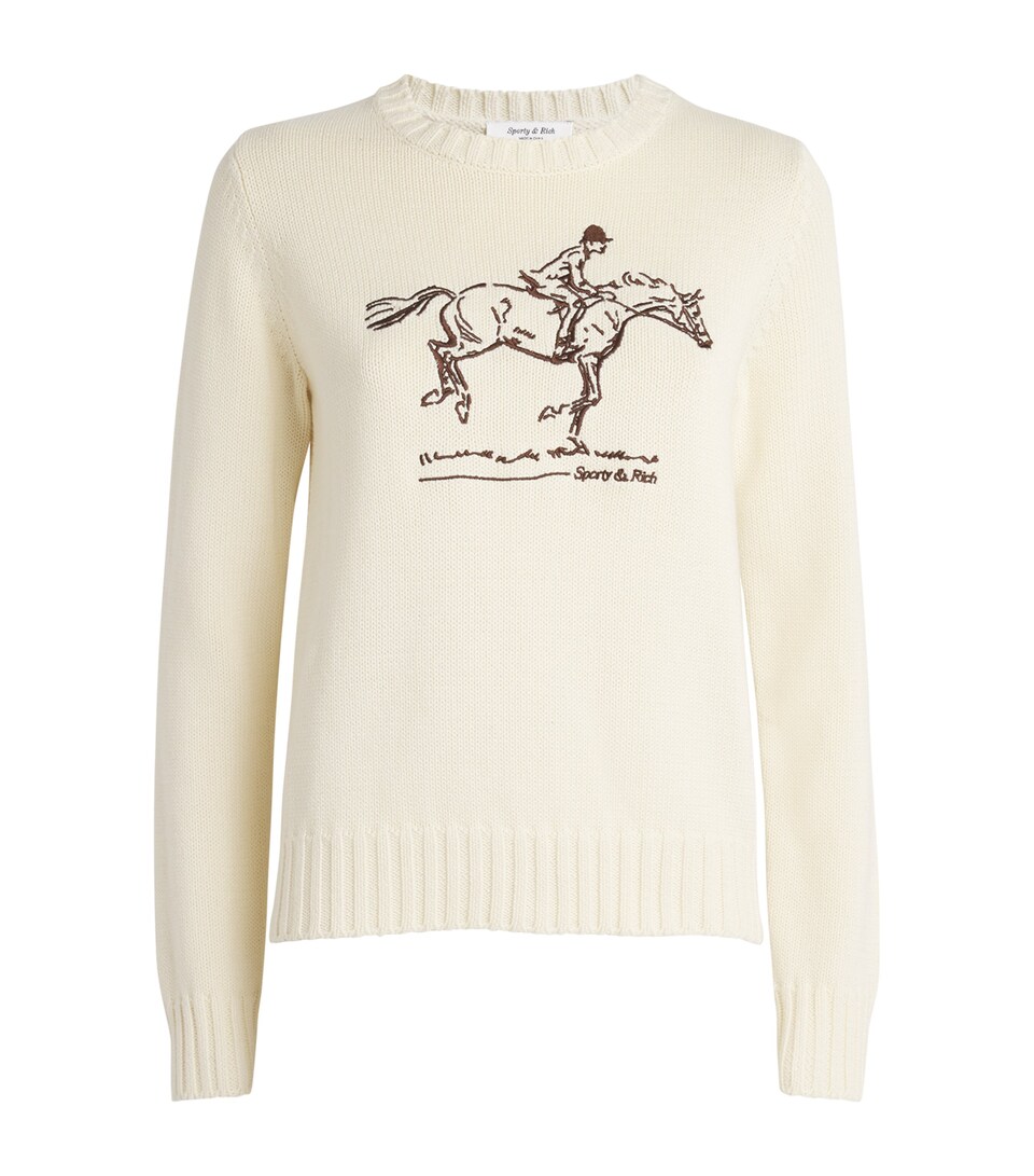 Sporty & Rich Cotton Horse Sweater Cream