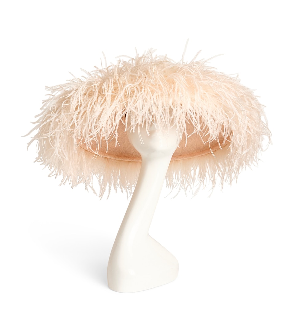Anya Hindmarch Ostrich Feather-Trim Hat -white Black