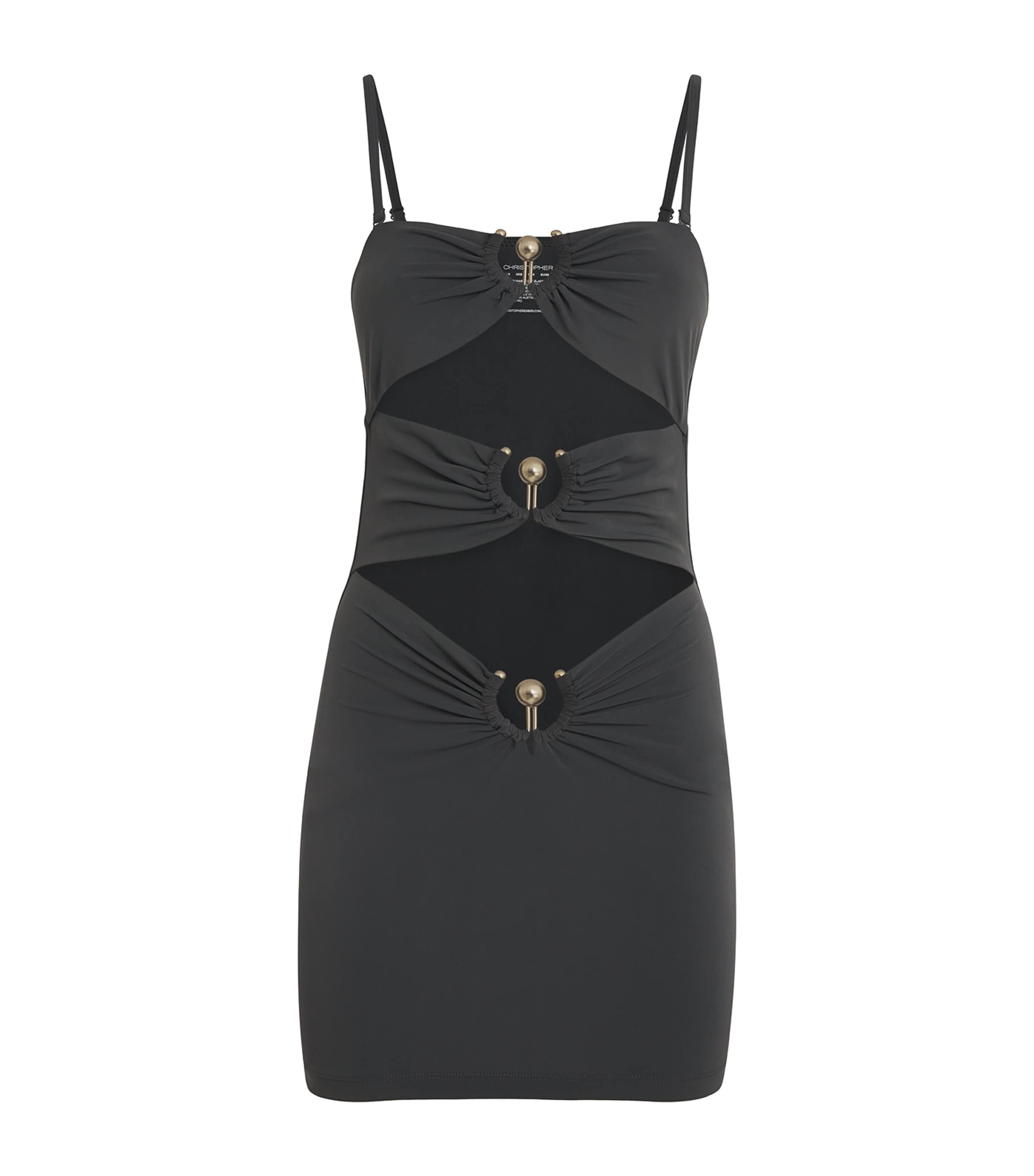 Christopher Esber Pierced Orbit Midi Dress Charcoal