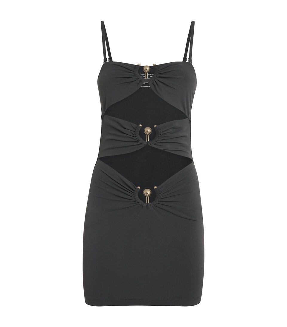 Christopher Esber Pierced Orbit Midi Dress Charcoal