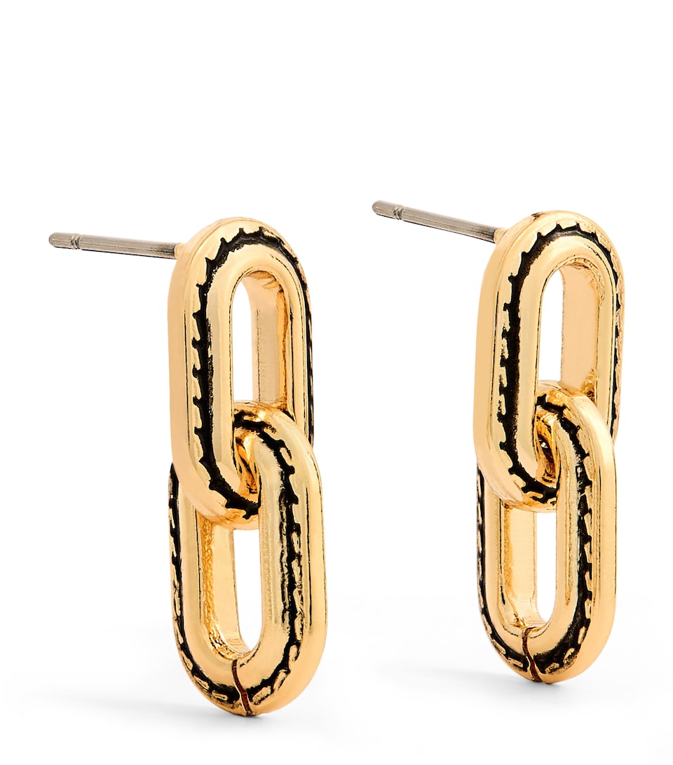 Coach Chain Link Earrings Gold