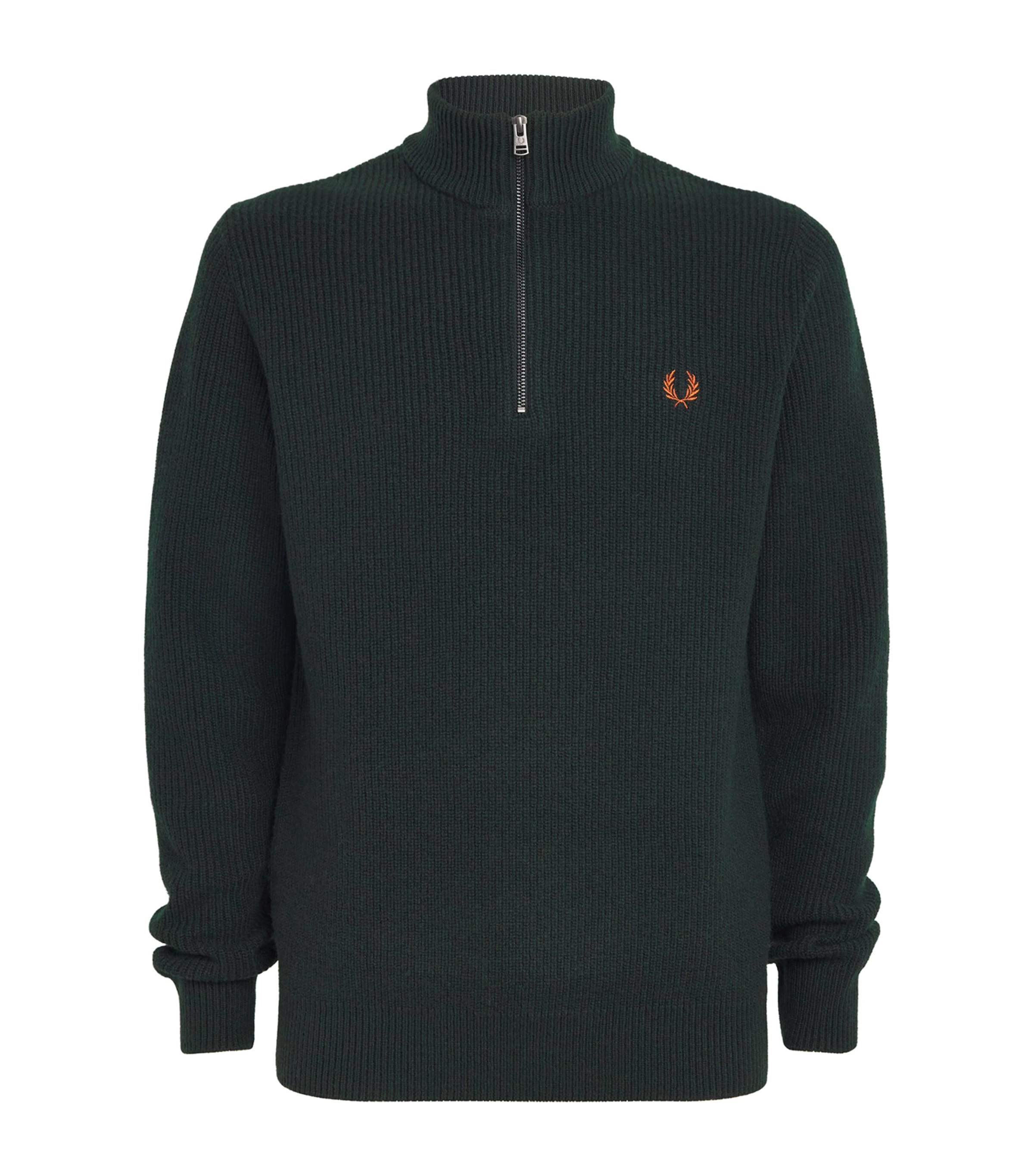 Fred Perry Wool Half-Zip Sweatshirt Night Green