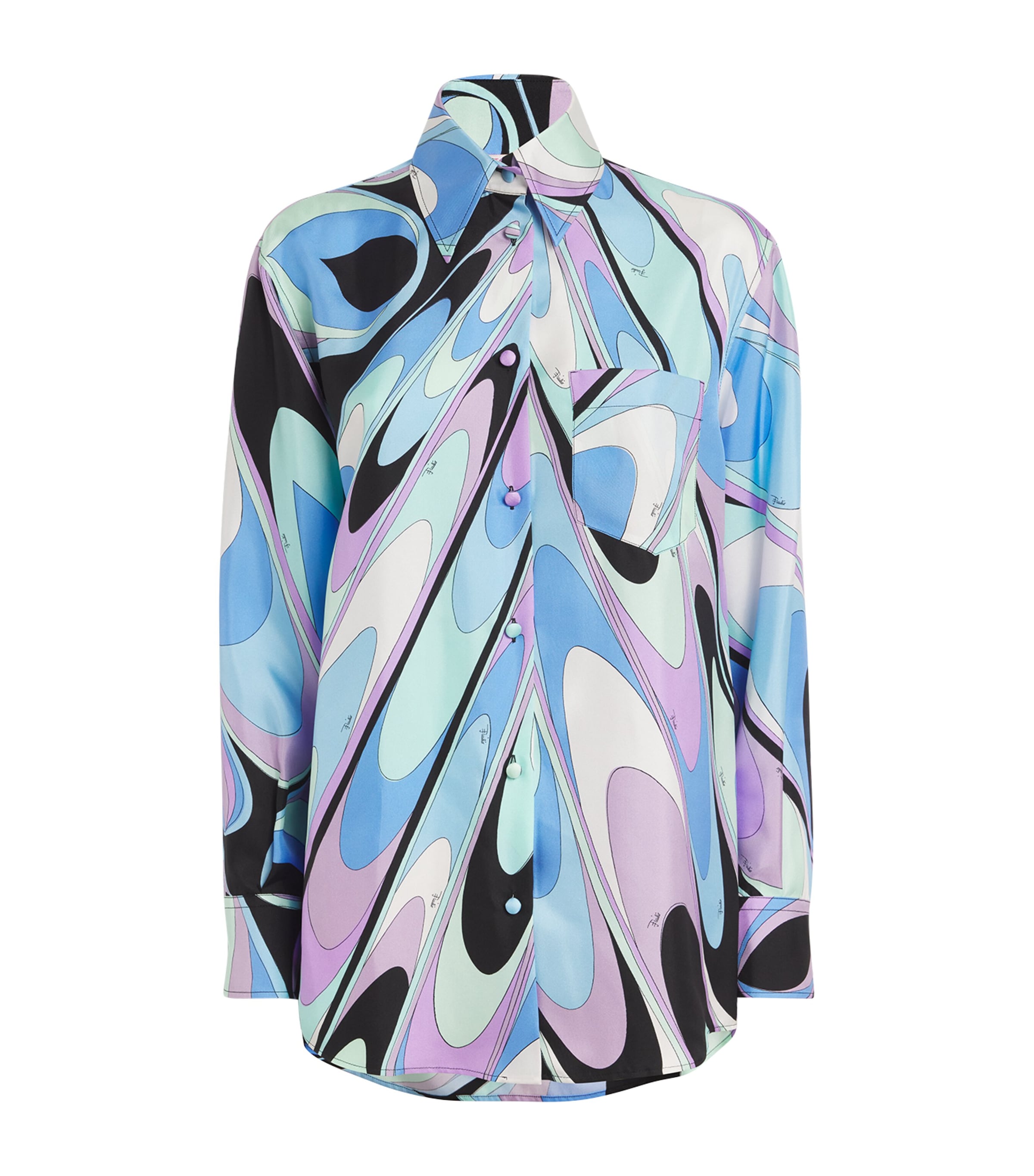 PUCCI Silk Printed Shirt Celeste