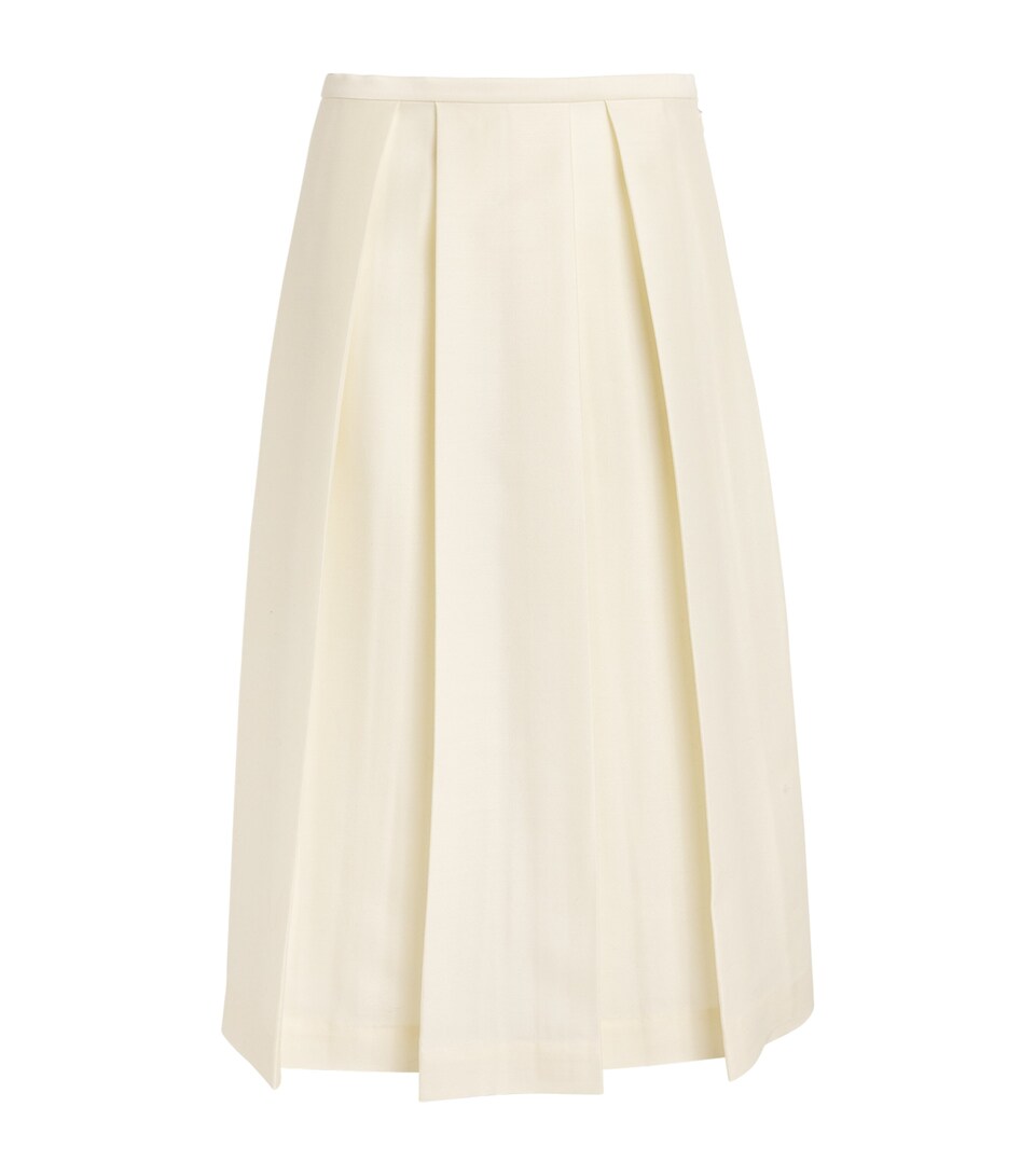 Totême Wool-Silk Twinflower Midi Skirt Macadamia