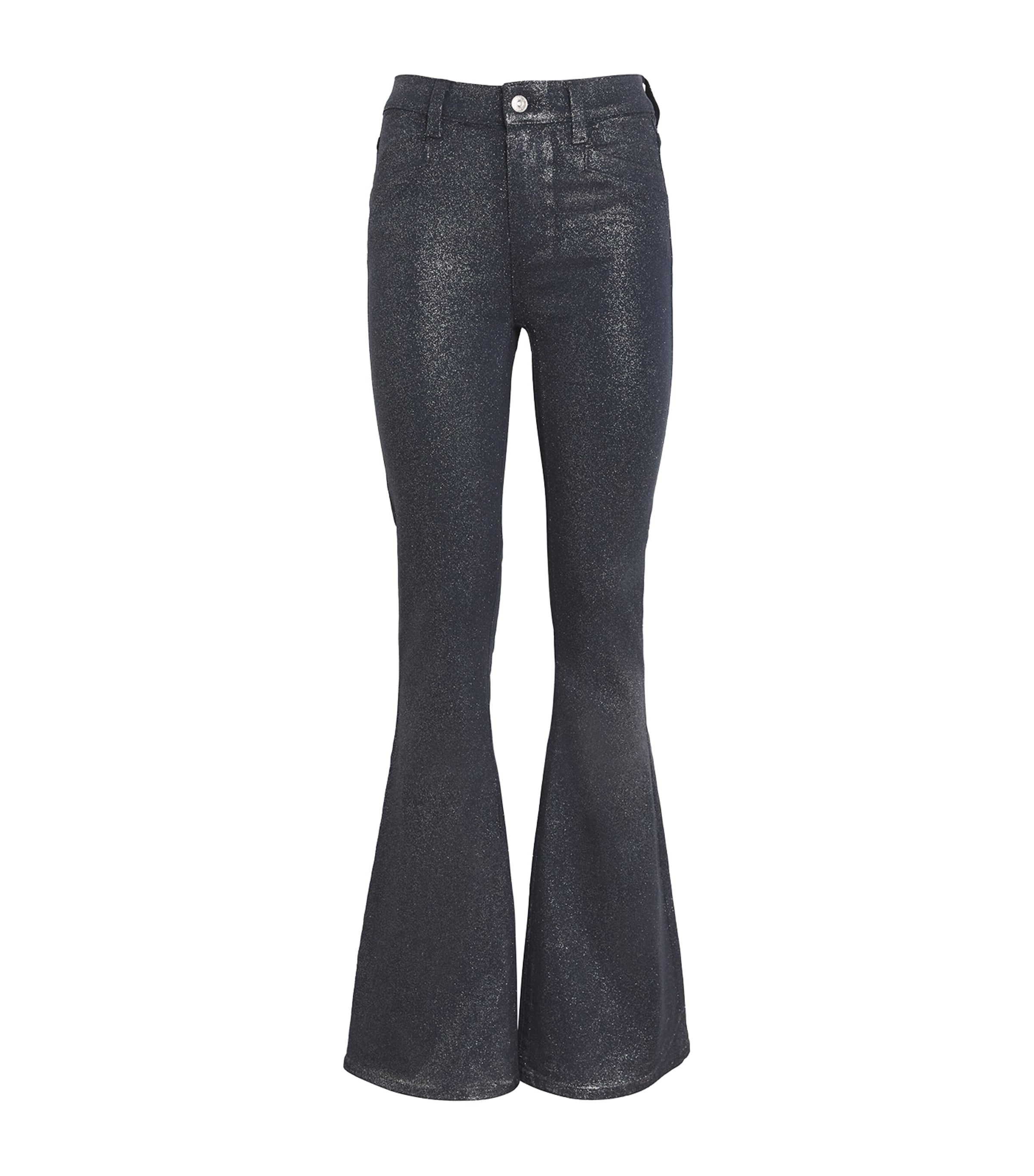 PAIGE Lou Lou Flared Jeans Navy/slvr Glter Lxe