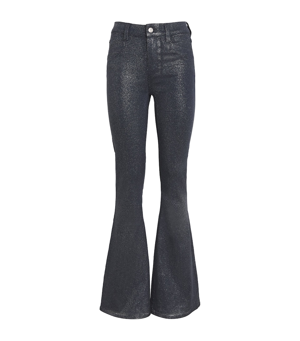 PAIGE Lou Lou Flared Jeans Navy/slvr Glter Lxe