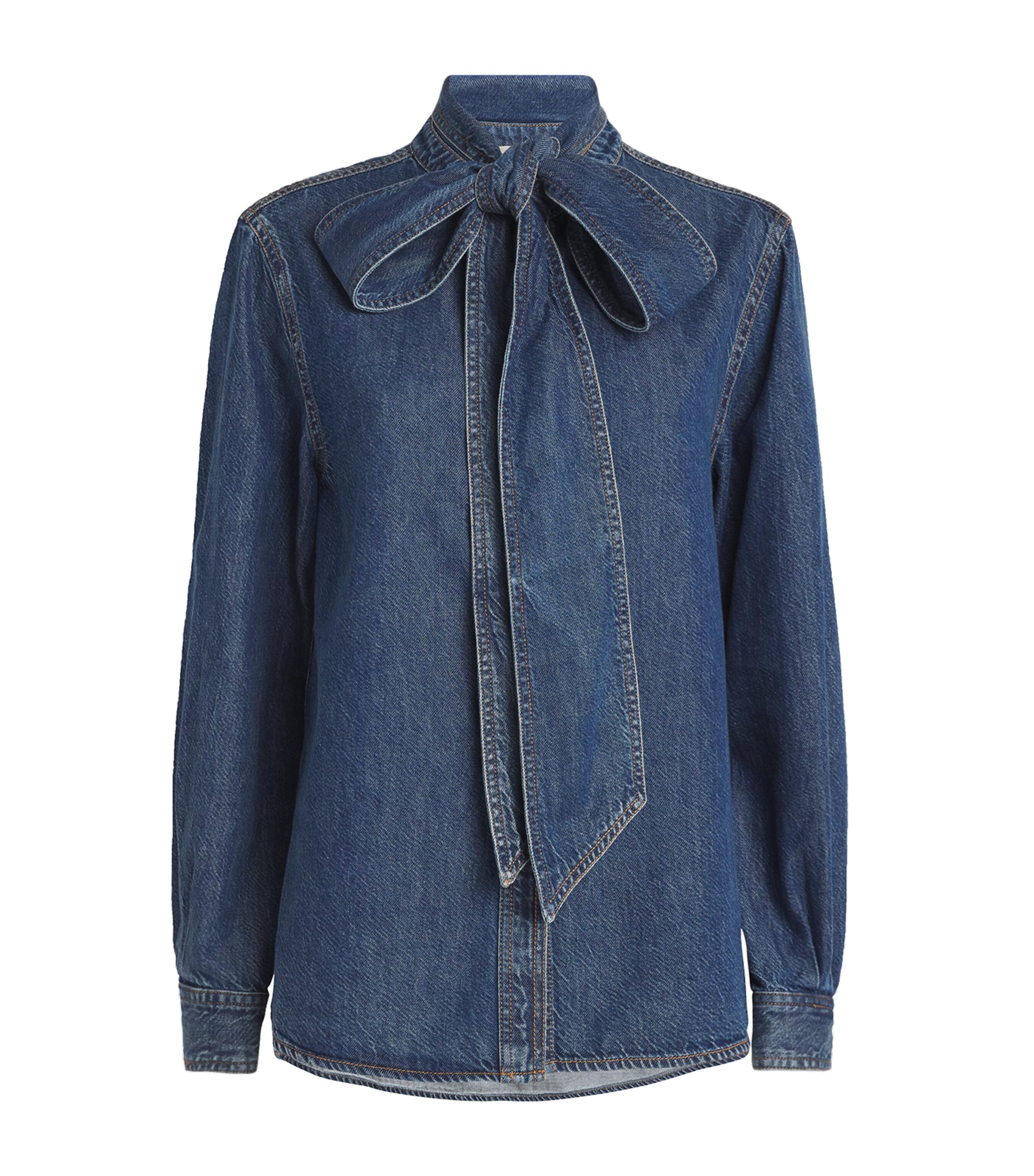 FRAME Denim Pussybow Secretary Blouse Babydoll
