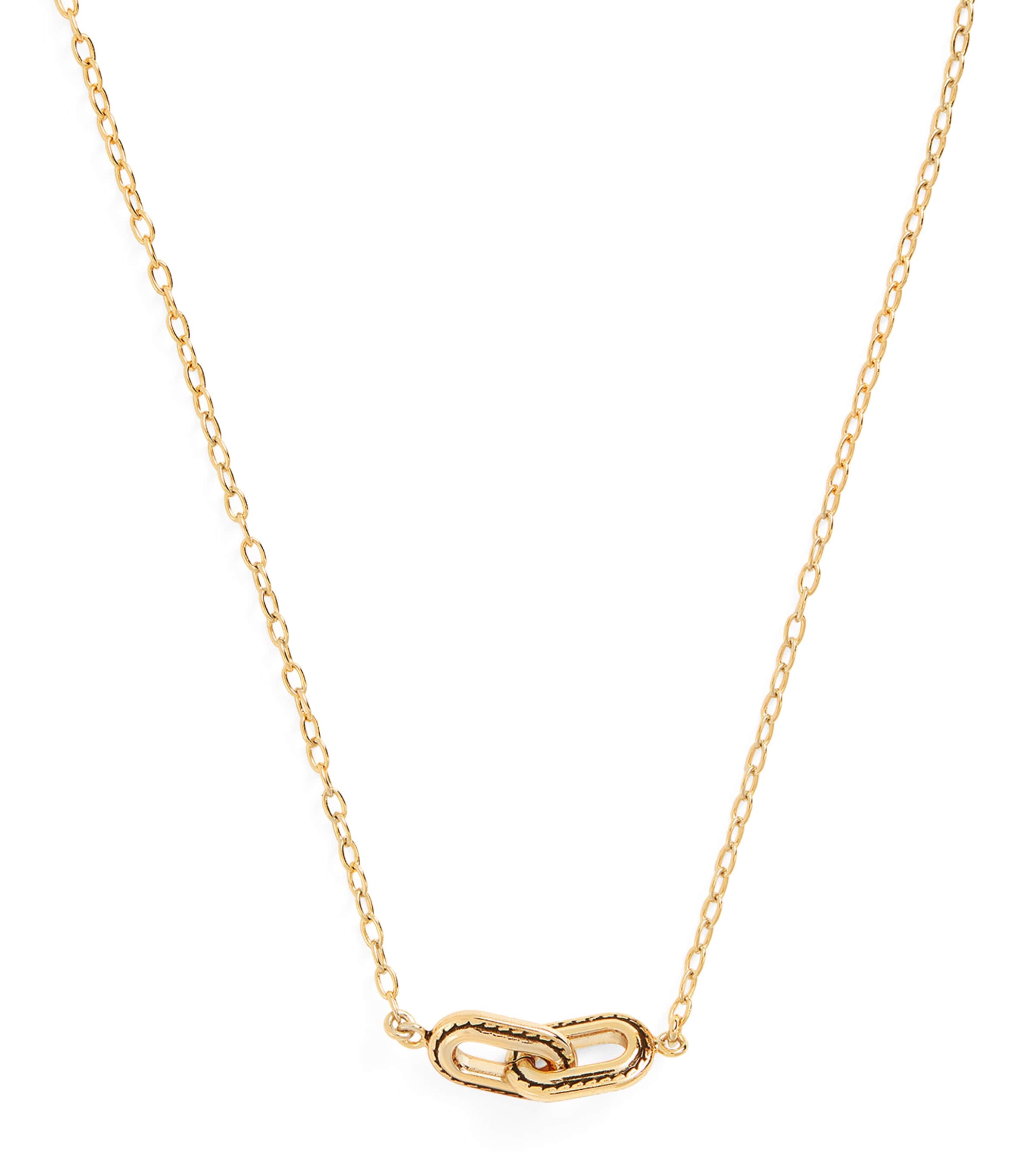 Coach Stitched Chain Short Pendant Necklace Gold