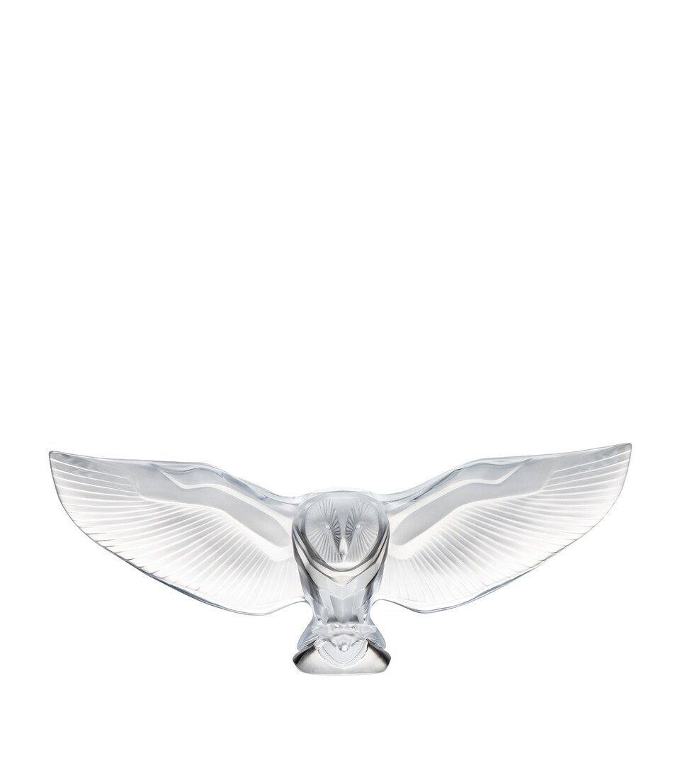 Lalique Barn Owl Sculpture Clear