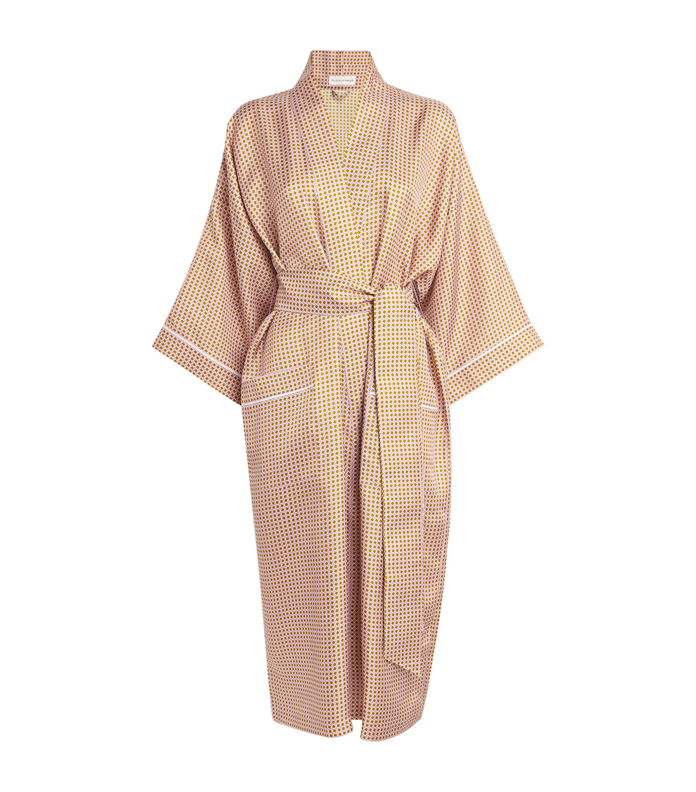 Olivia von Halle Silk Geometric Sabine Robe (One Size) Sarrazin