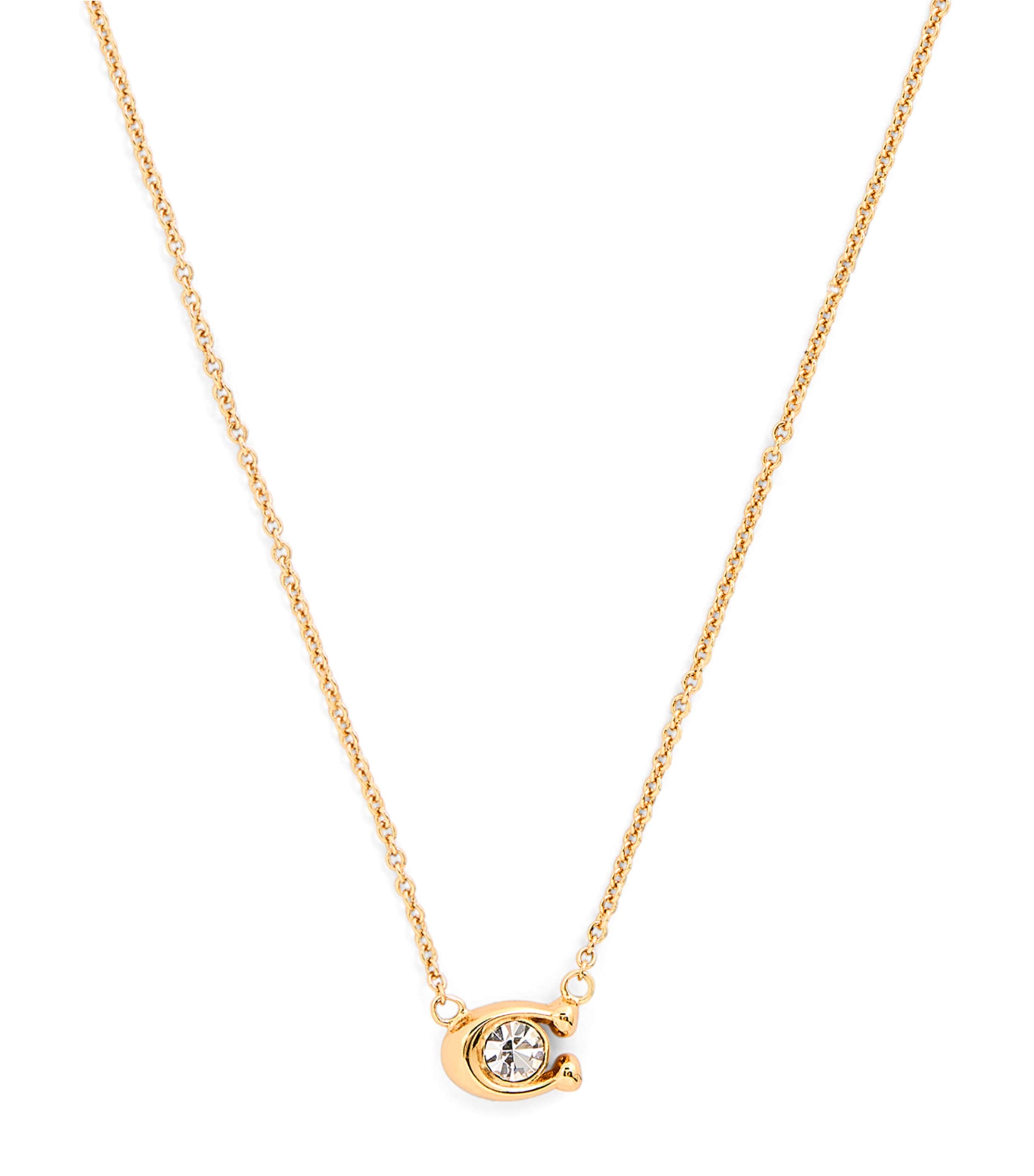 Coach Crystal-Embellished Monogram Necklace Crystal