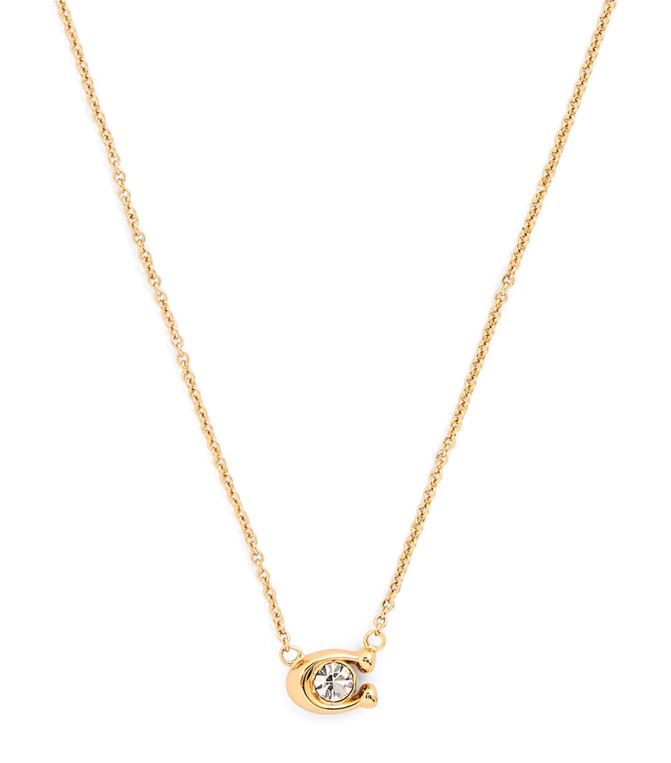 Coach Crystal-Embellished Monogram Necklace Crystal