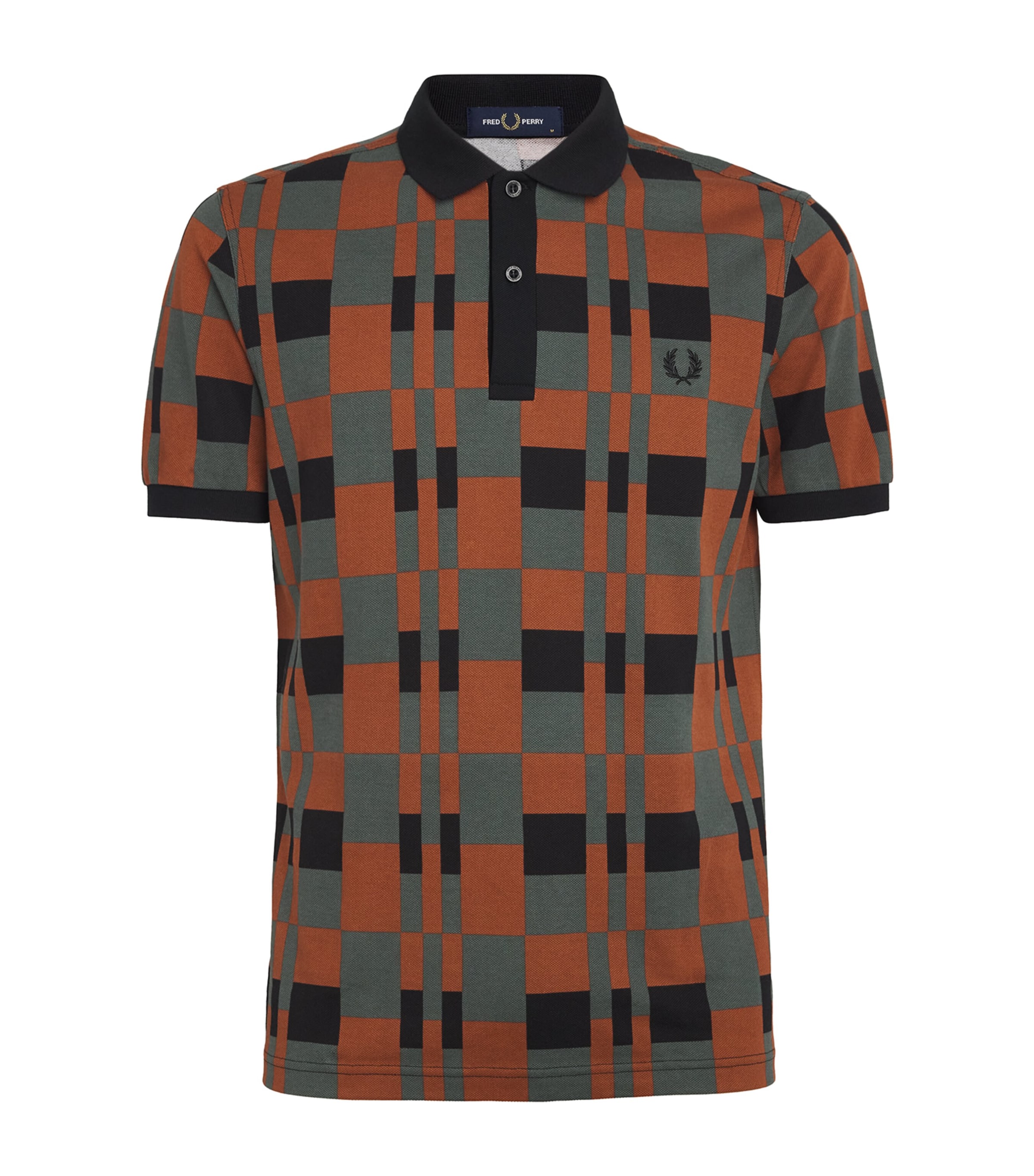 Fred Perry Chequerboard Polo Shirt Laurel W Grn
