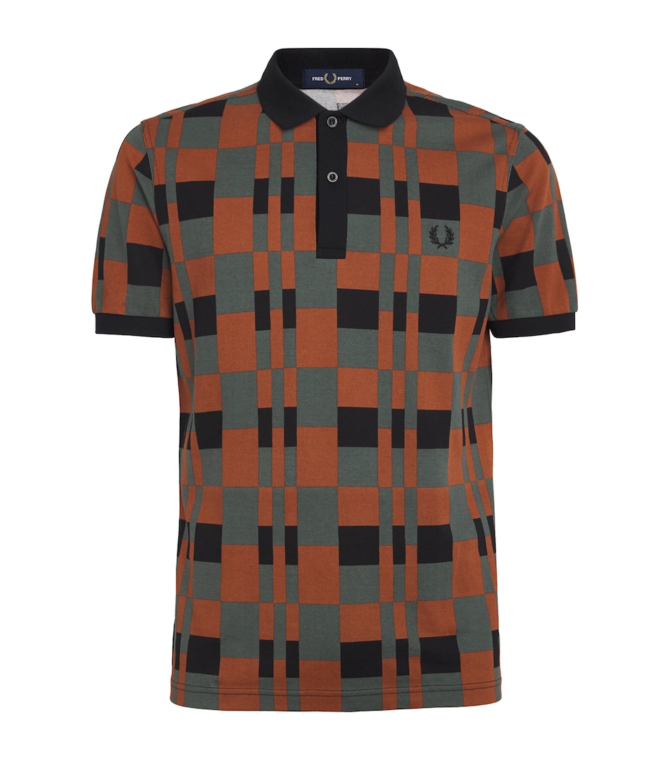 Fred Perry Chequerboard Polo Shirt Laurel W Grn