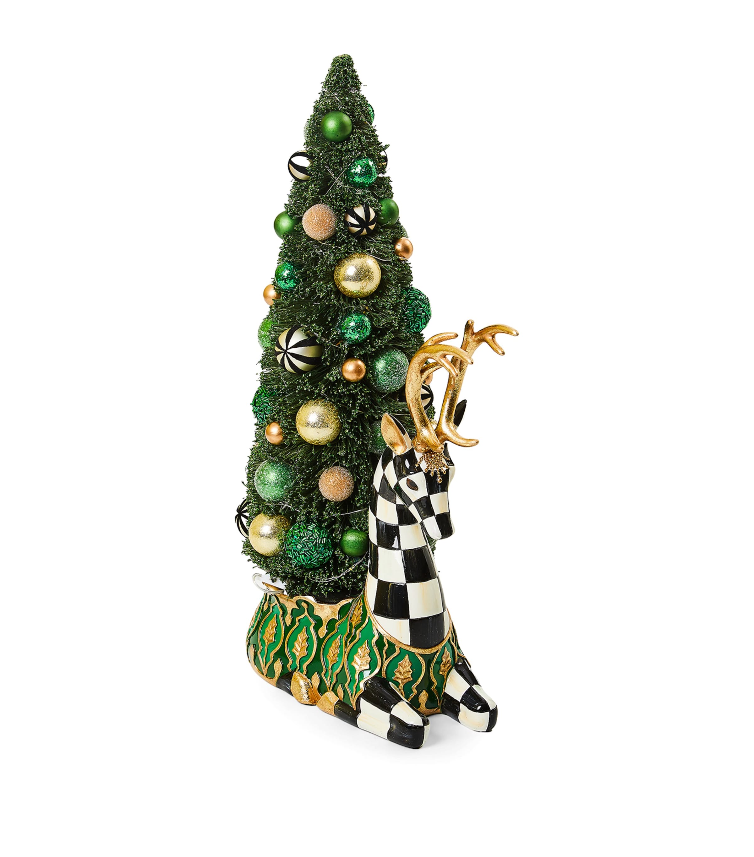 MacKenzie-Childs Illuminated Deer Bottle Brush Tree Green