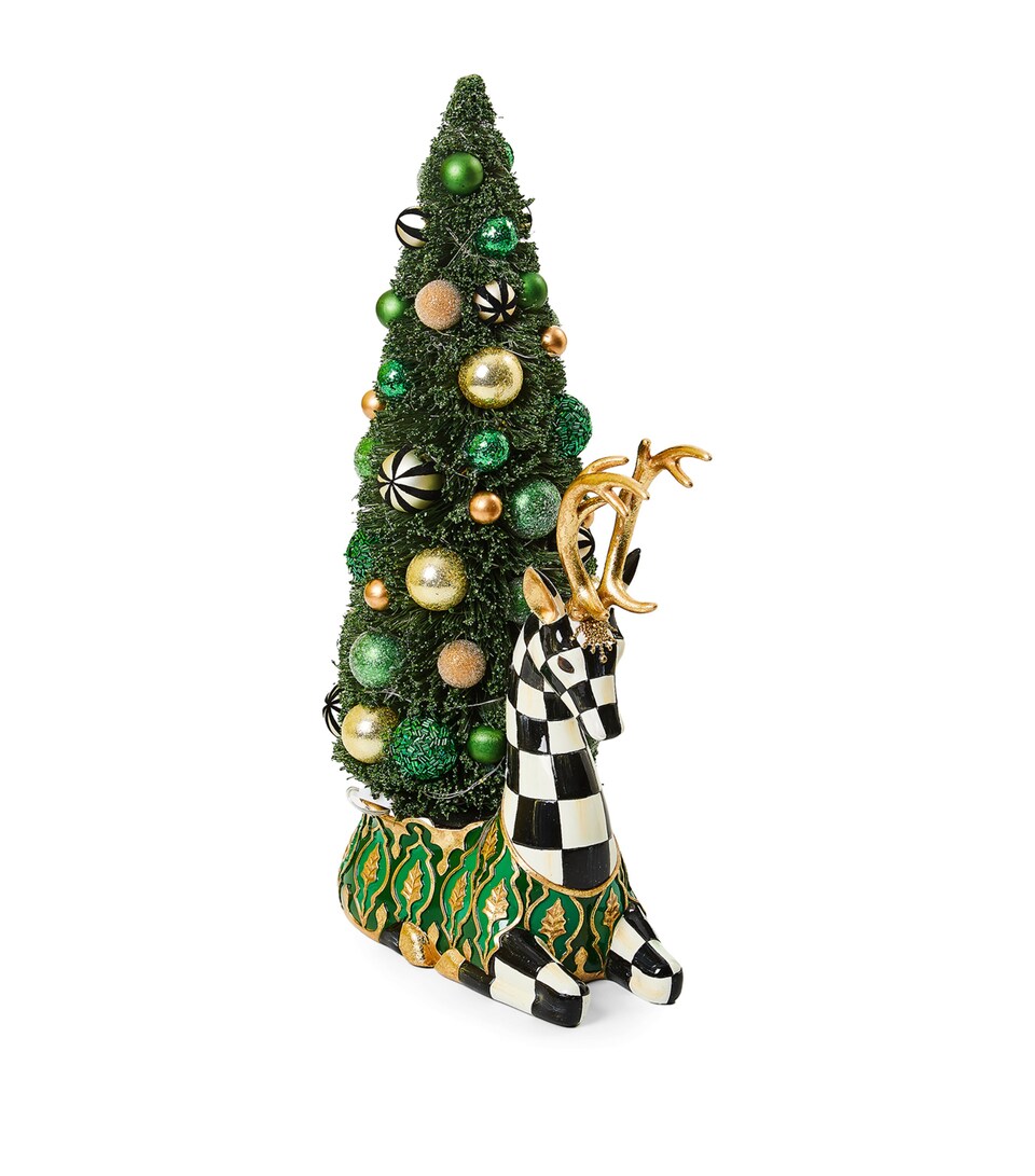 MacKenzie-Childs Illuminated Deer Bottle Brush Tree Green