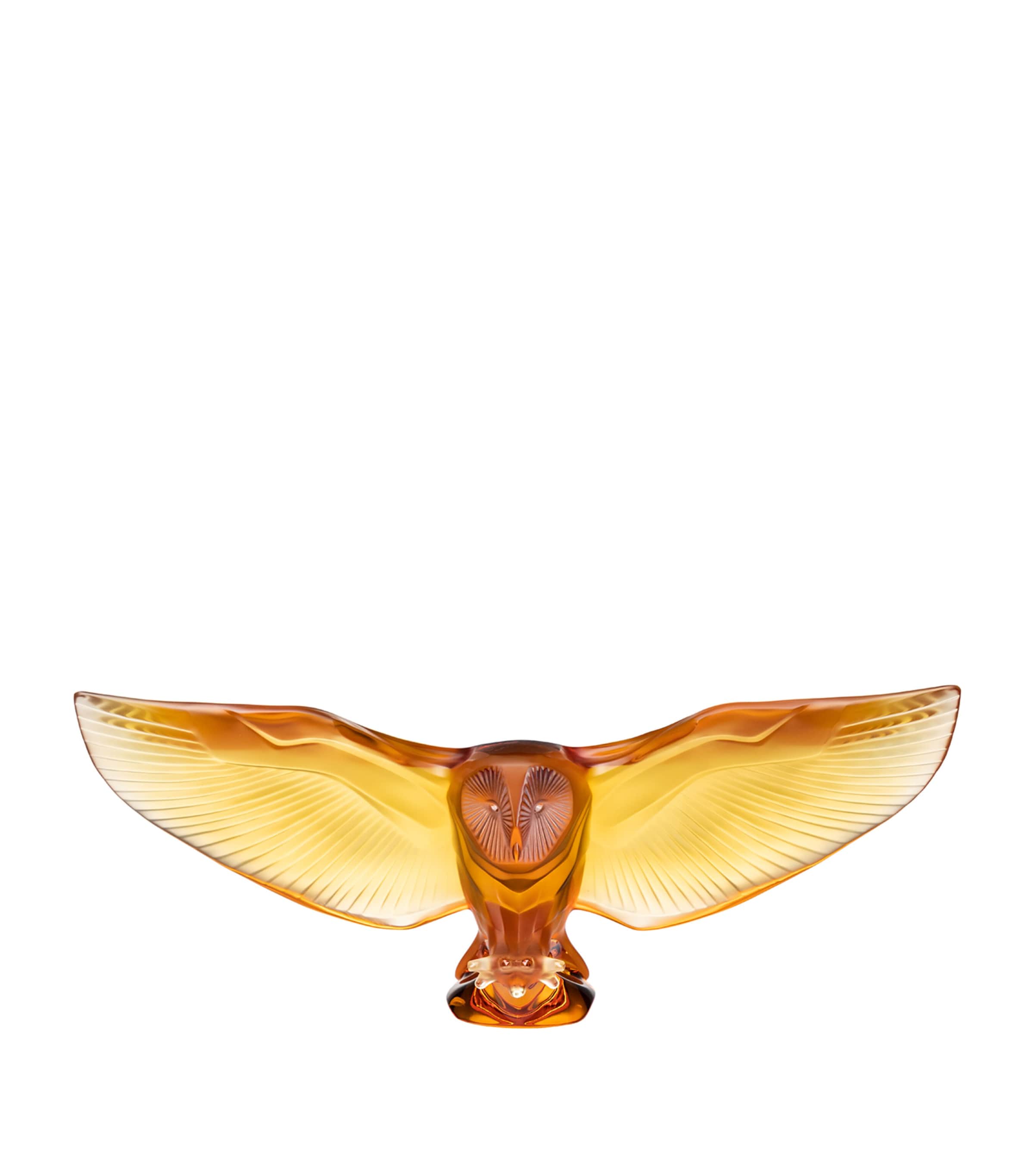 Lalique Barn Owl Sculpture Amber