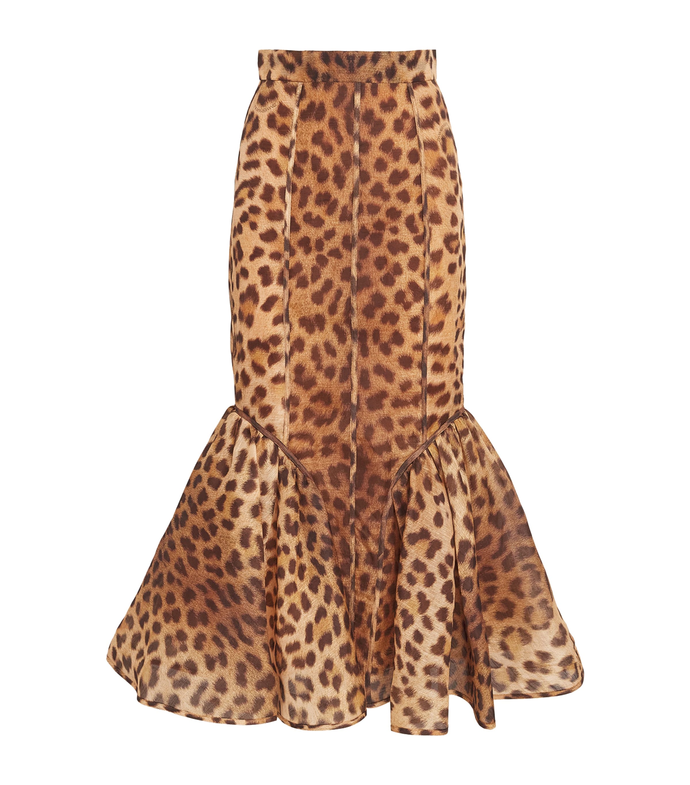 Zimmermann Linen-Silk Crush Pencil Skirt Leoleopard