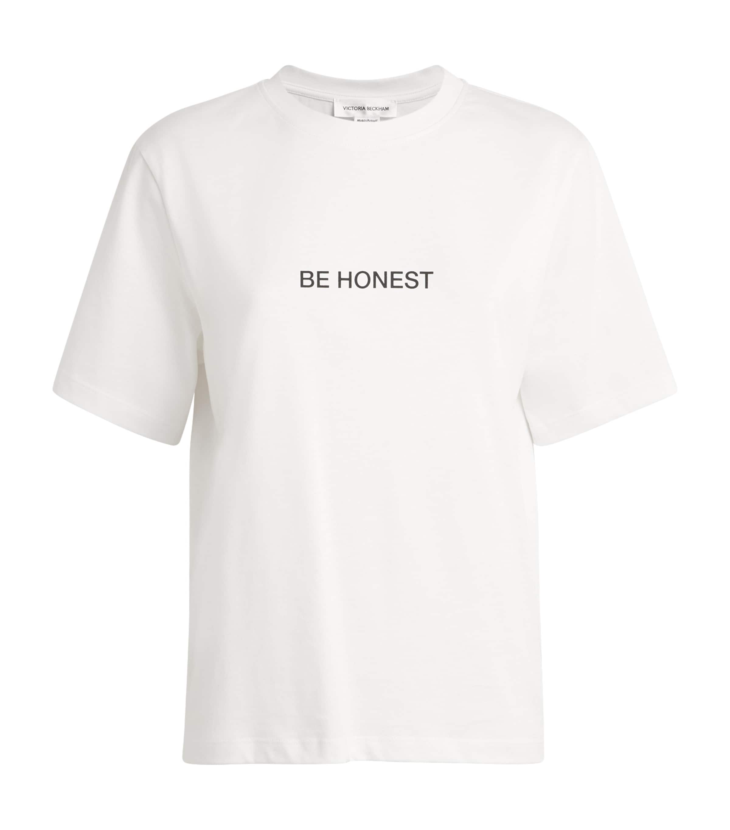 Victoria Beckham Graphic Slogan T-Shirt White Be Honest