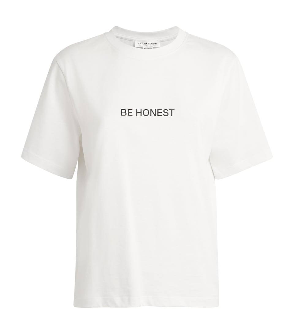 Victoria Beckham Graphic Slogan T-Shirt White Be Honest