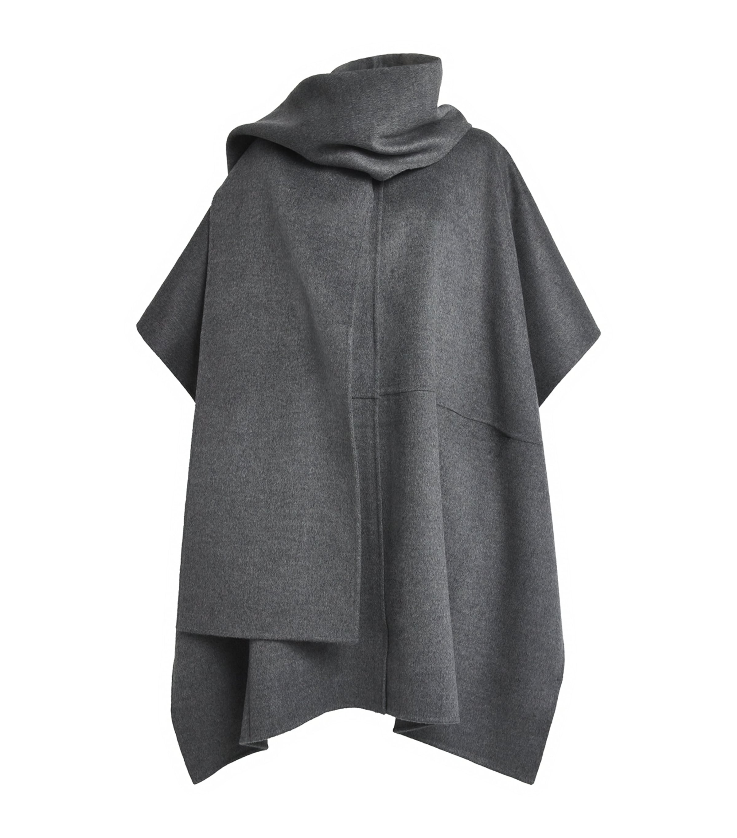 Totême Wool Double Scarf Coat Mid Grey Melange