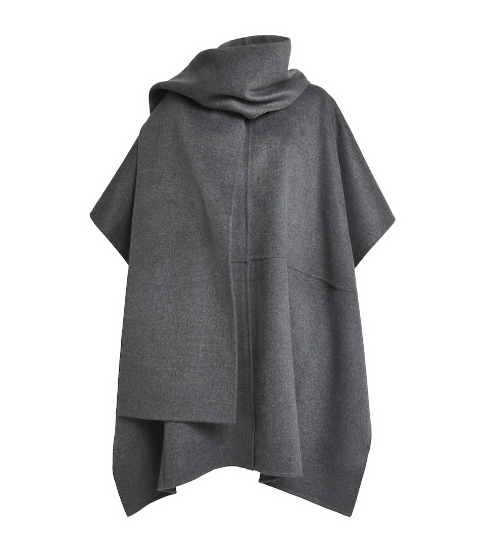 Totême Wool Double Scarf Coat Mid Grey Melange