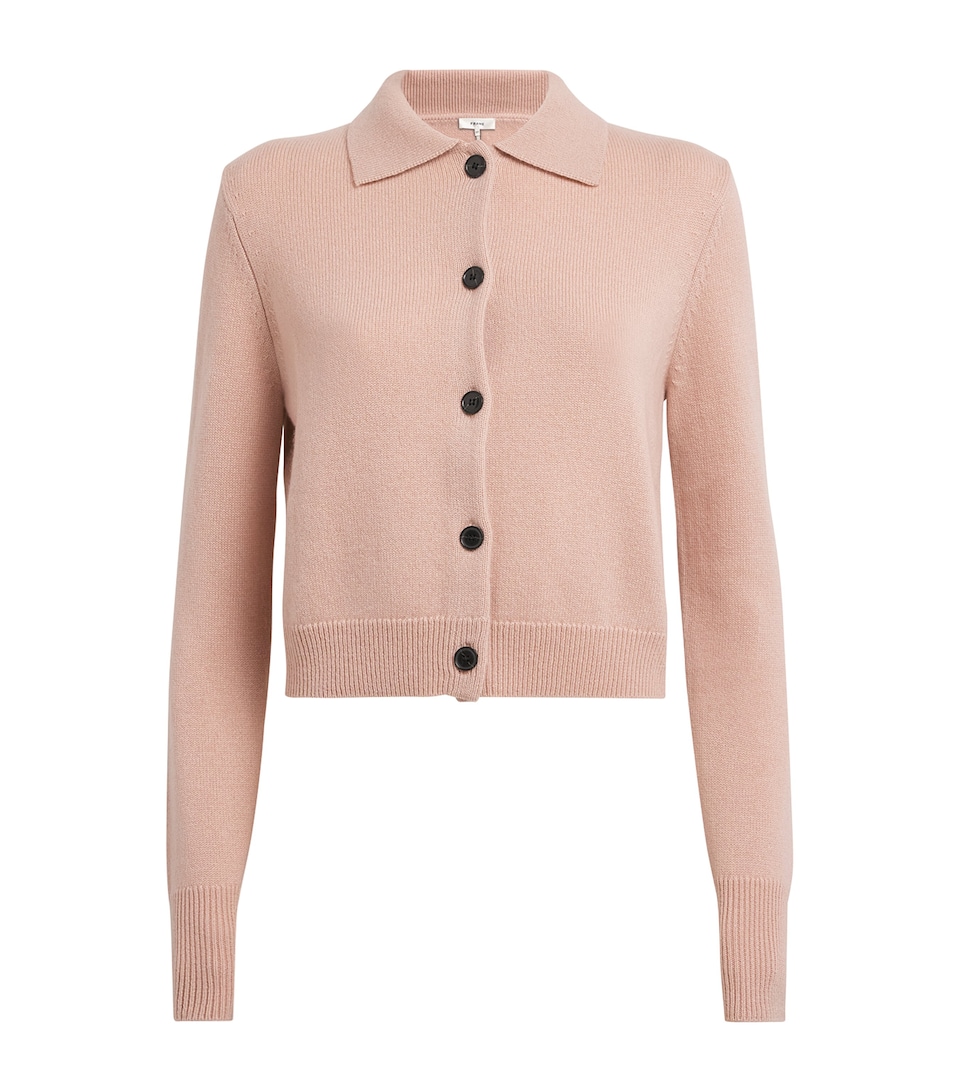 FRAME Cashmere Cropped Cardigan Almond Pink