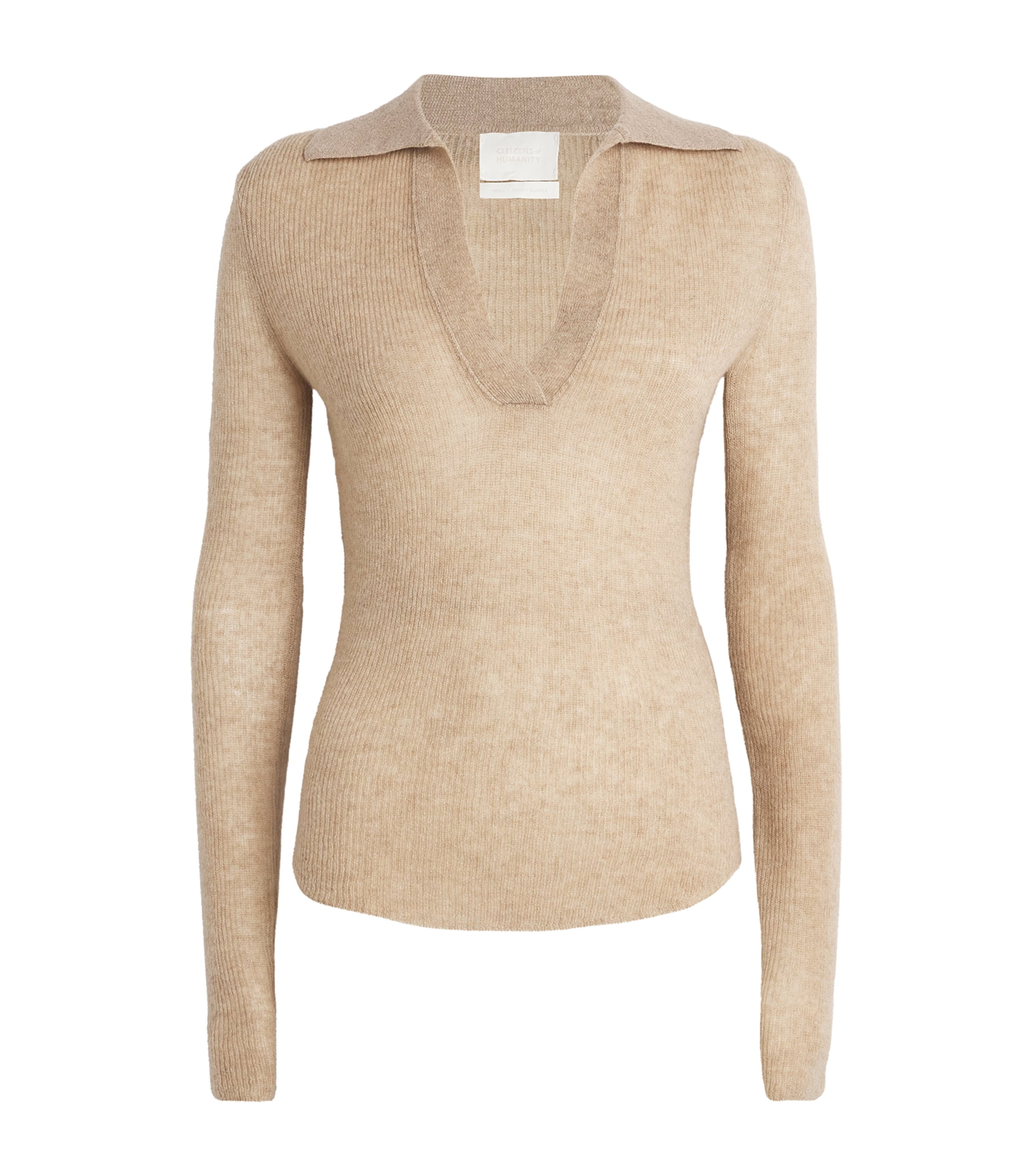 Citizens of Humanity Wool-Cashmere Simone Polo Sweater Fawn (lt Brown)