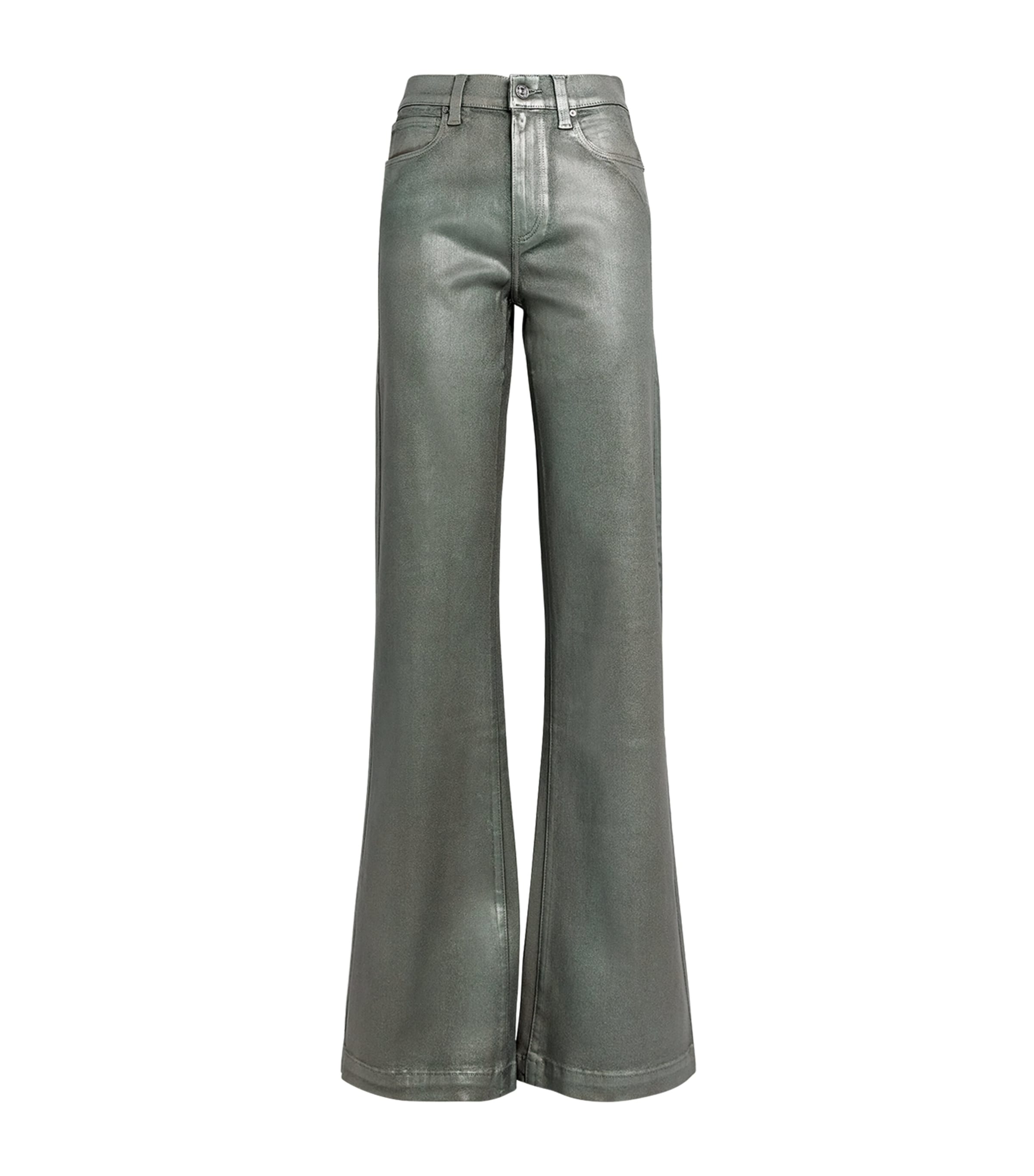 PAIGE Coated Leenah Straight Jeans Mystcl Grn Luxe Ctng